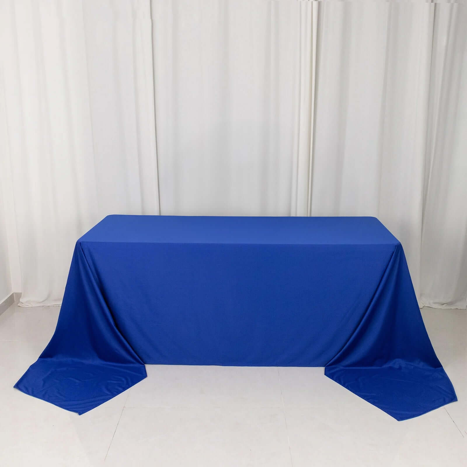 Royal Blue Premium Scuba 90x156 Wrinkle-Free, Stain-Resistant Rectangular Tablecloth - Ideal for Events
