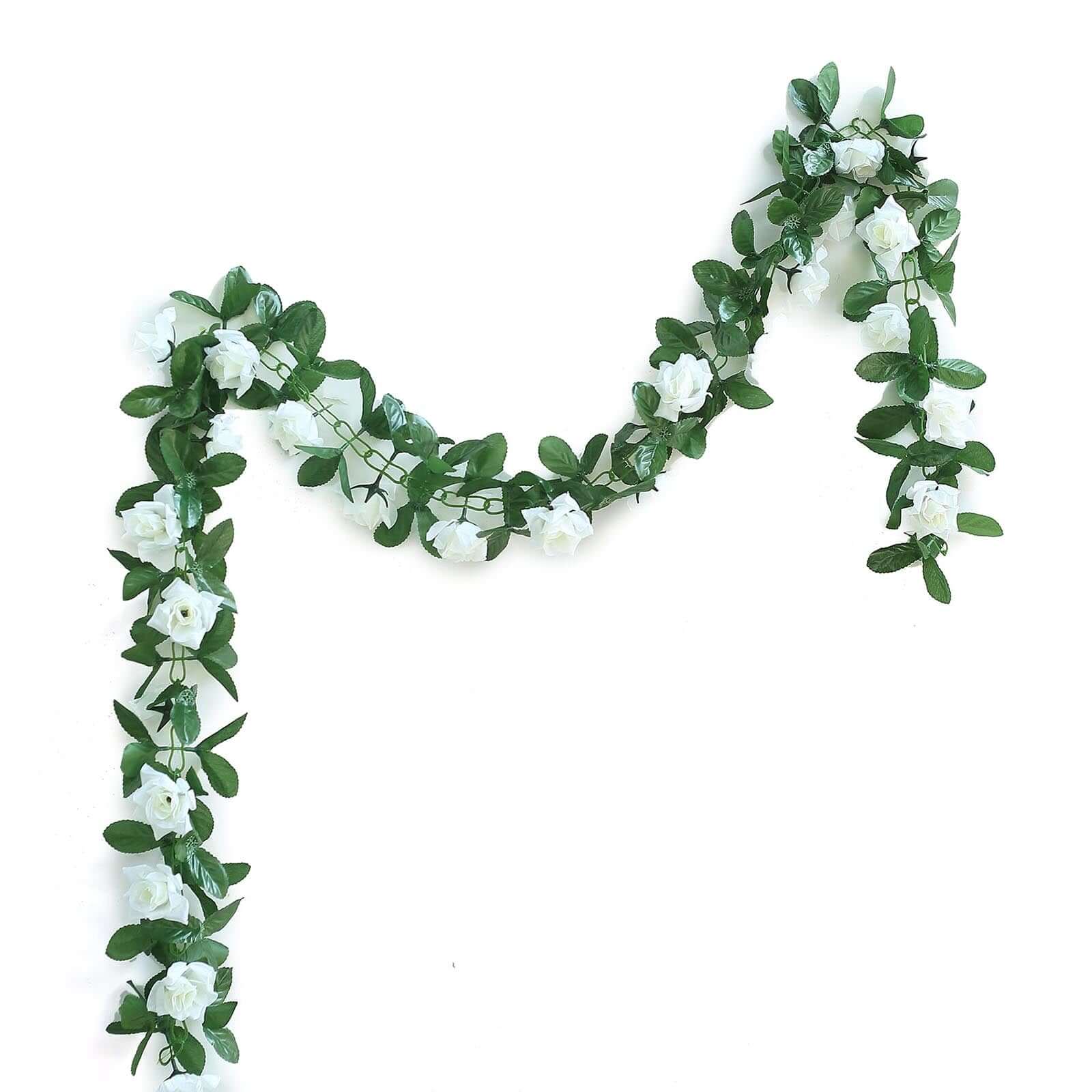 6ft UV-Protected Cream Artificial Silk Rose Garland - Ideal for Decor