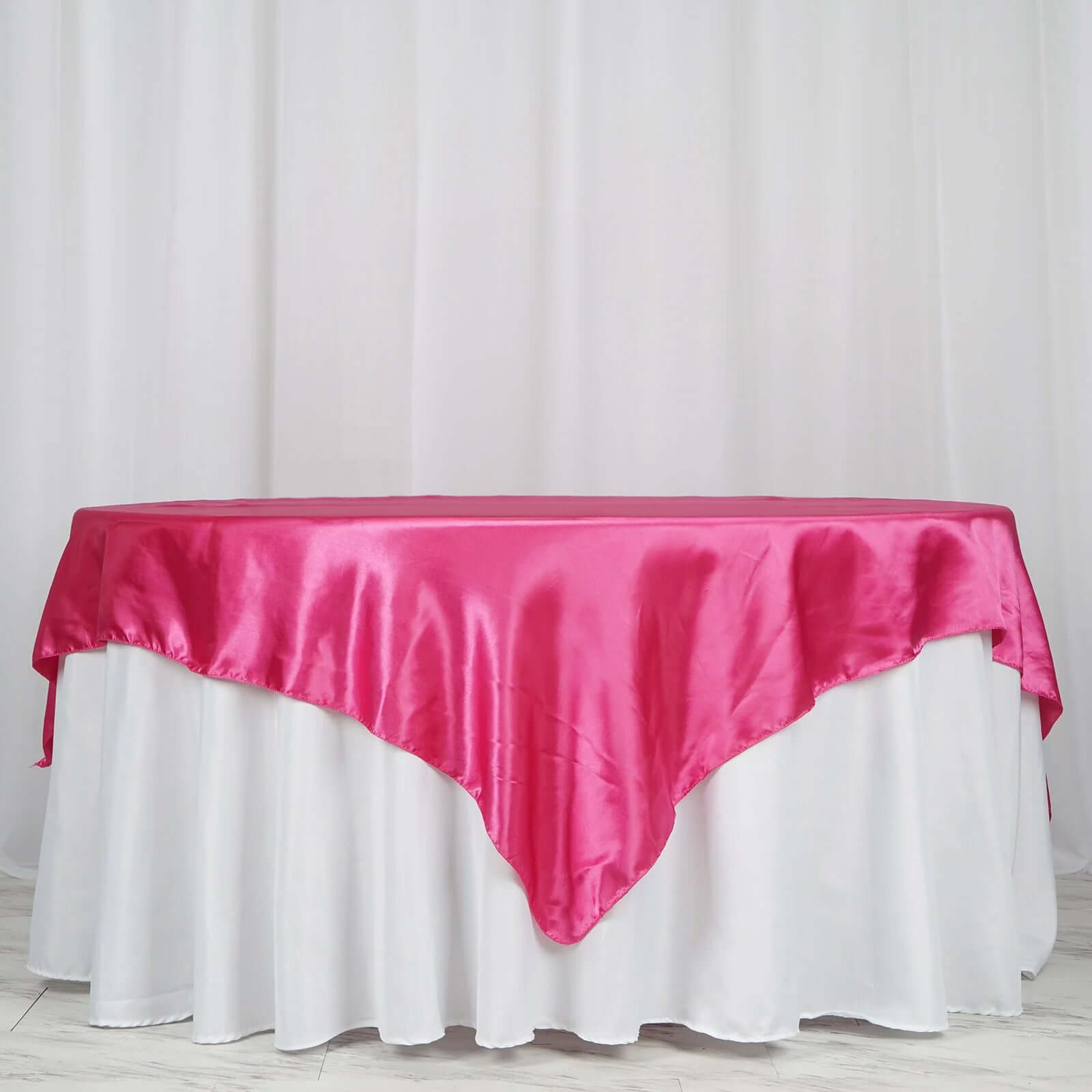 Fuchsia Satin 72x72 Square Table Overlay - Smooth Finish