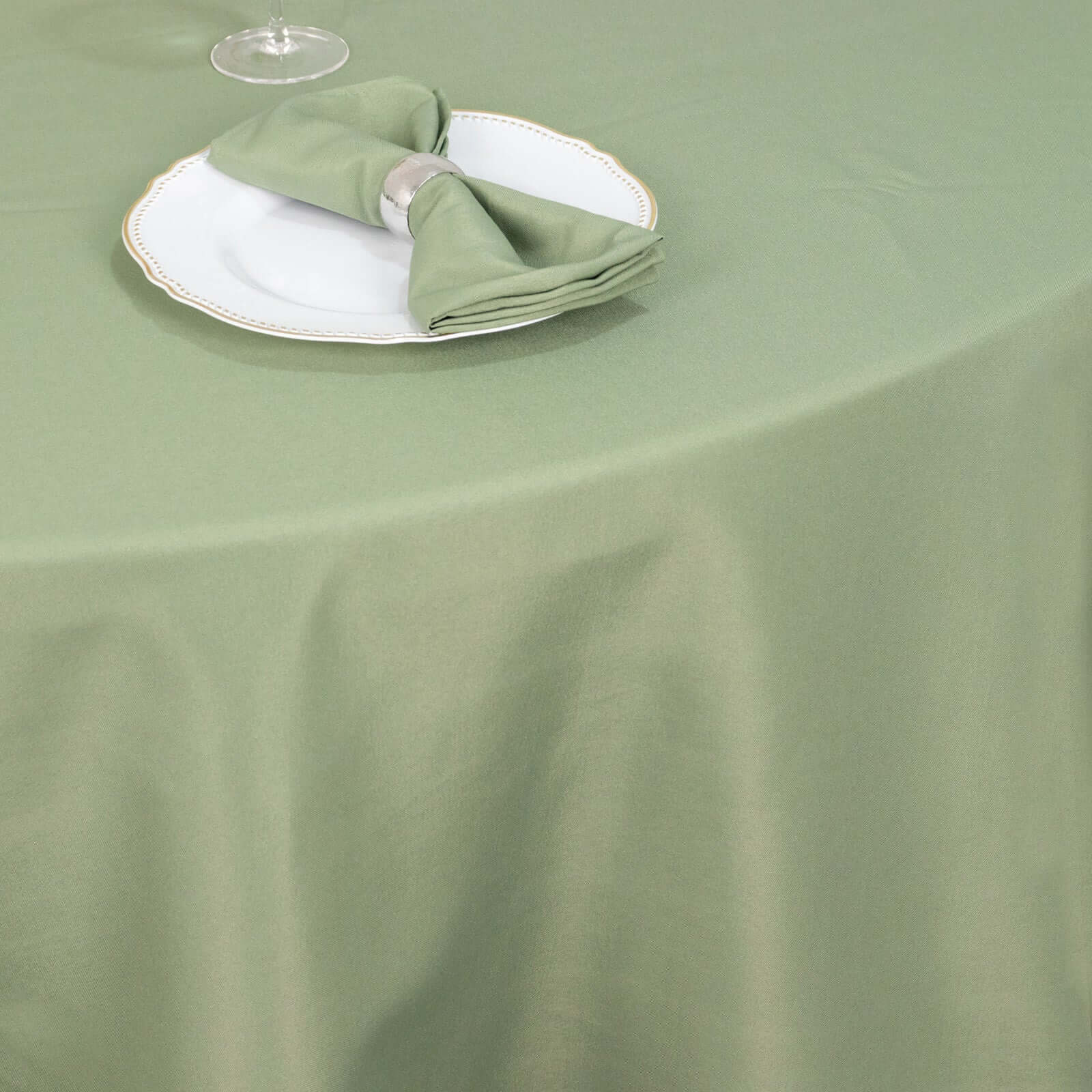 90-Inch Dusty Sage Green Premium Polyester Round Tablecloth - Stain & Wrinkle Resistant, 220GSM