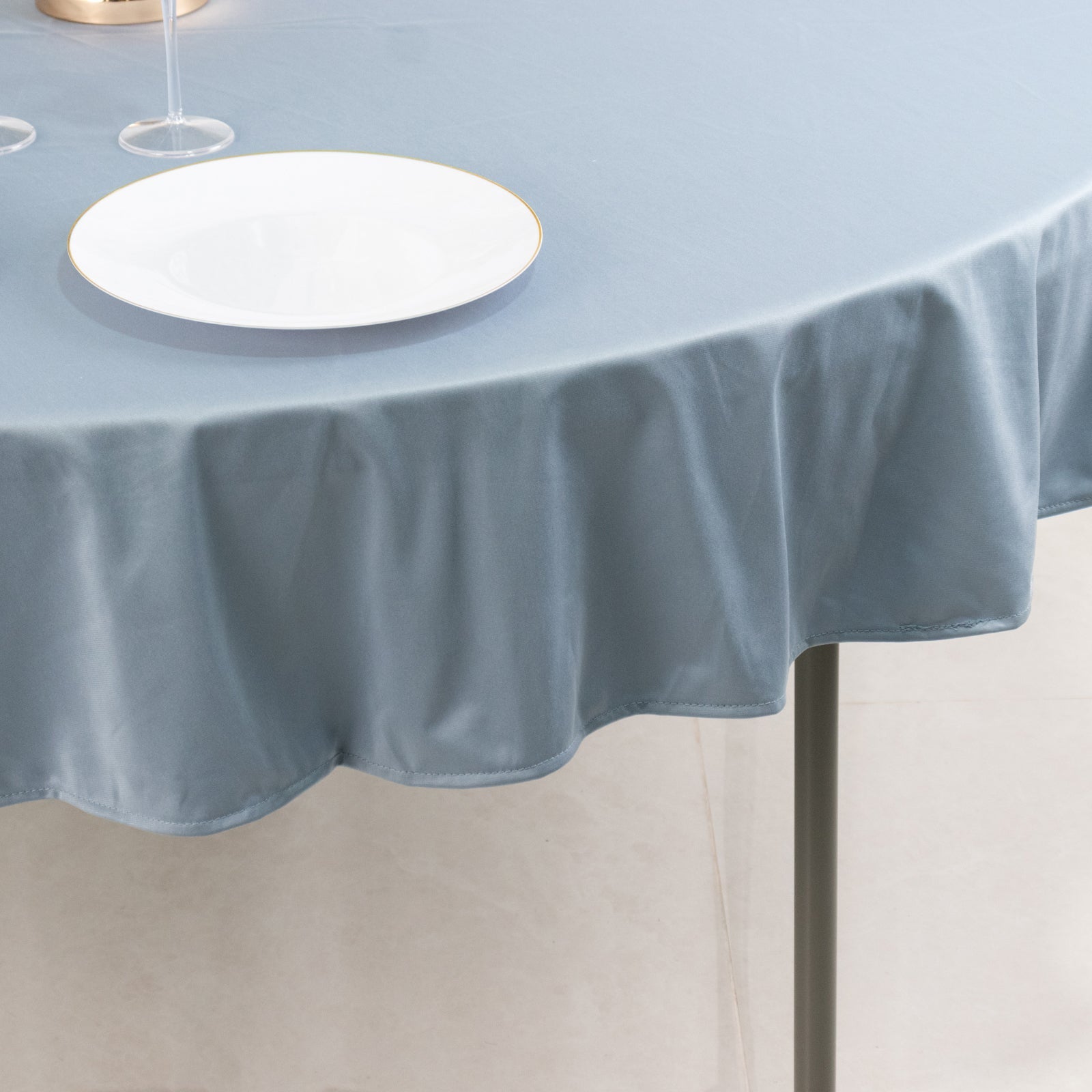Dusty Blue 70' Round Premium Scuba Tablecloth - Anti - Wrinkle and Stain - Resistant