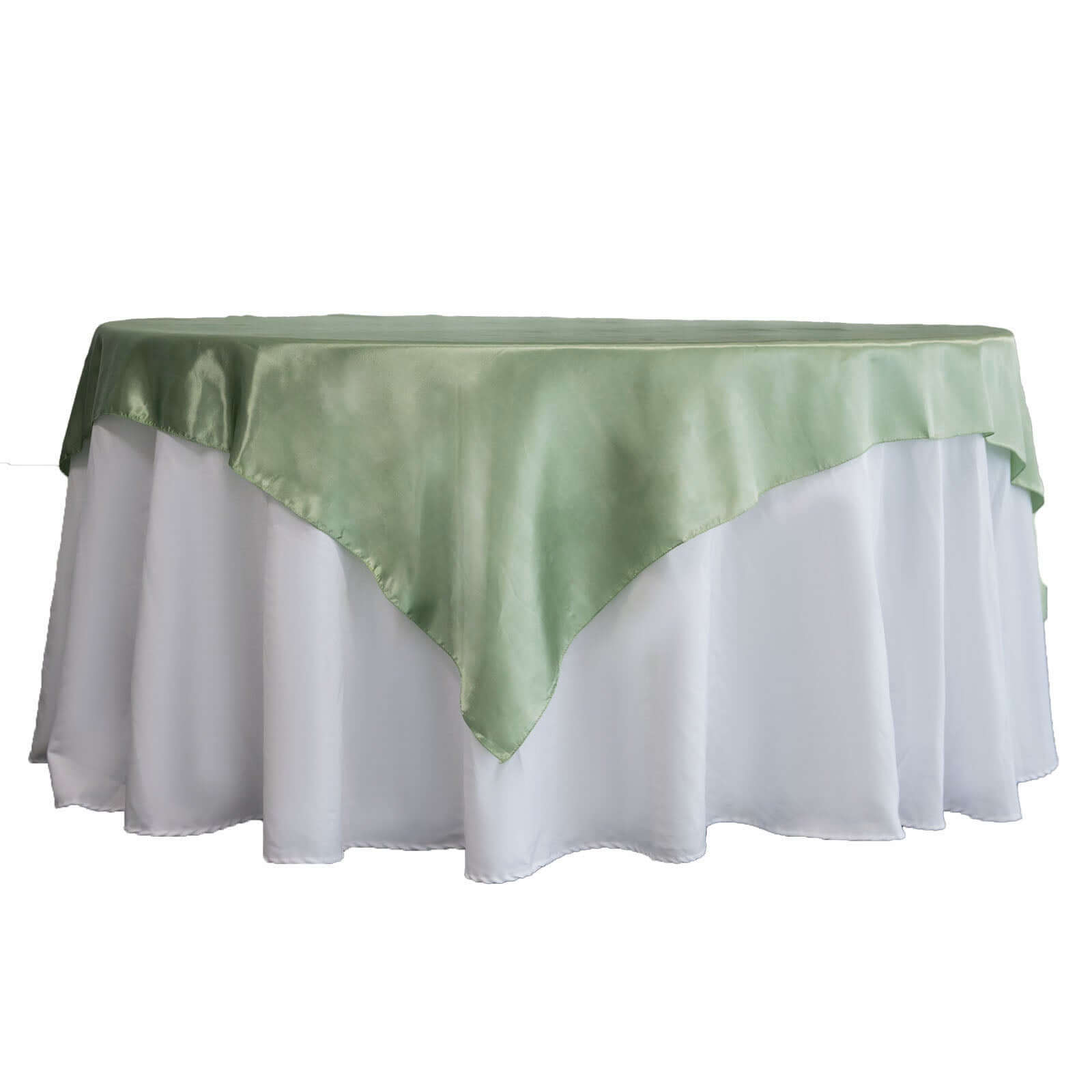 Sage Green 72x72 Satin Square Table Overlay - Smooth Finish, Stain & Wrinkle-Resistant