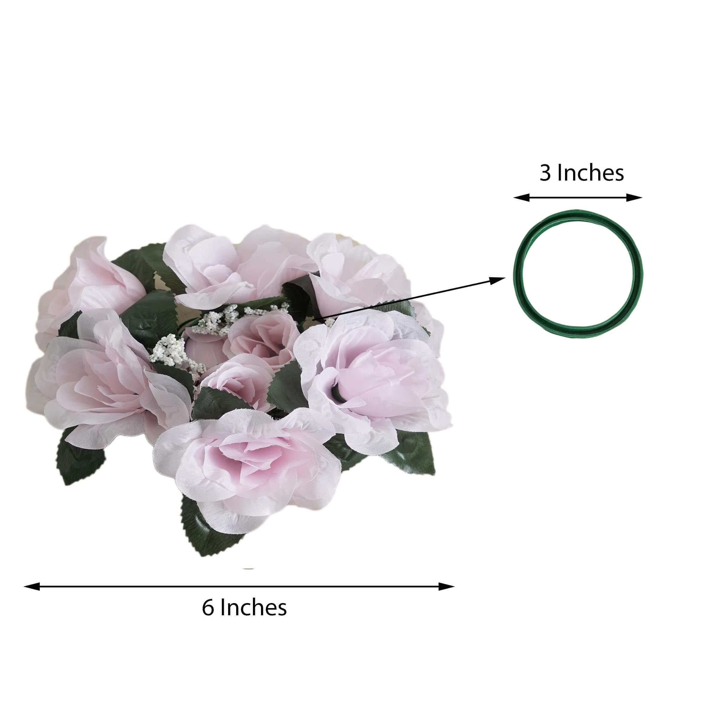 Hot Sale! 4-Piece Set of Blush Artificial Silk Rose Flower Candle Ring Wreaths for Various Occasions