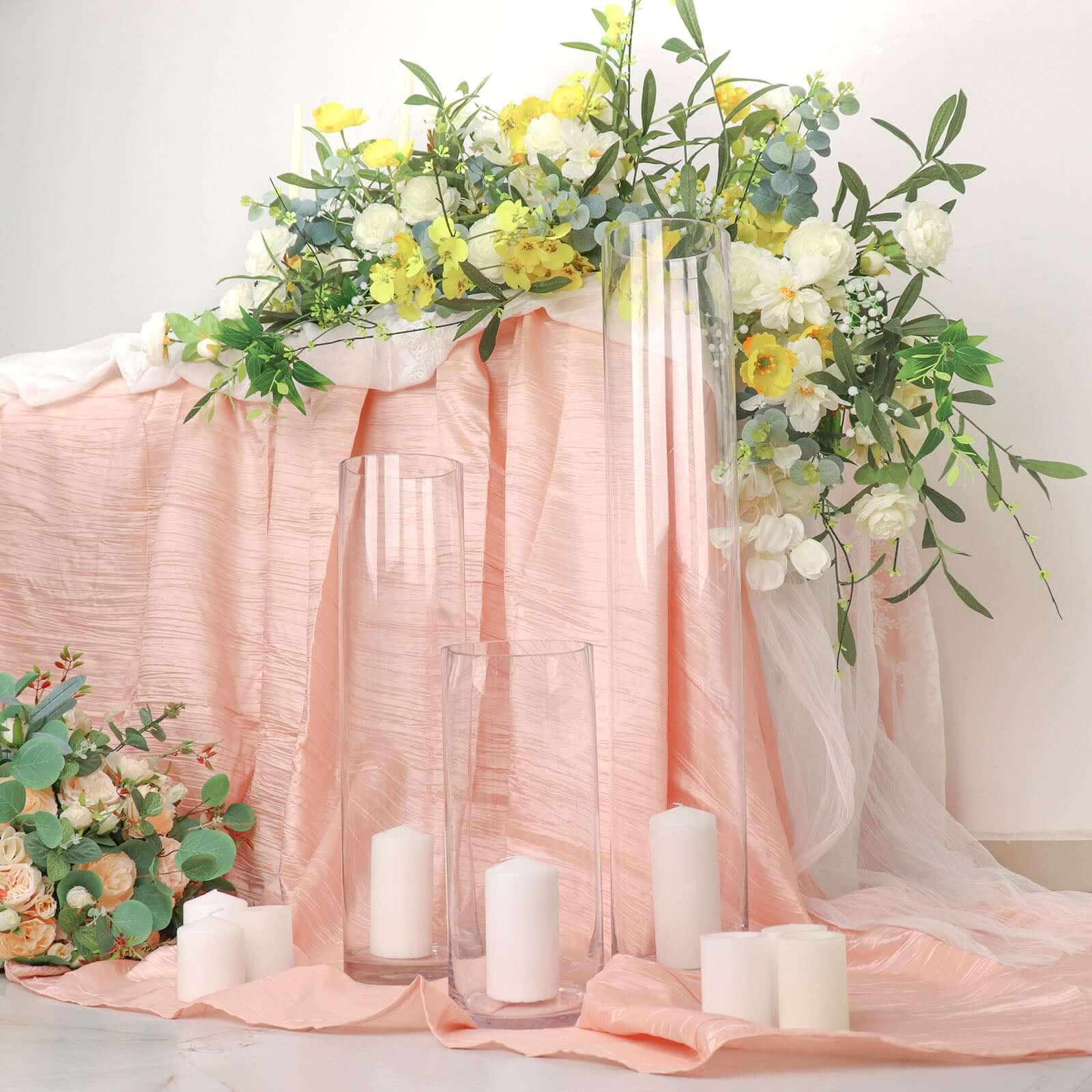 6-Pack Heavy Duty Clear Glass Cylinder Flower Vases - Ideal for Weddings