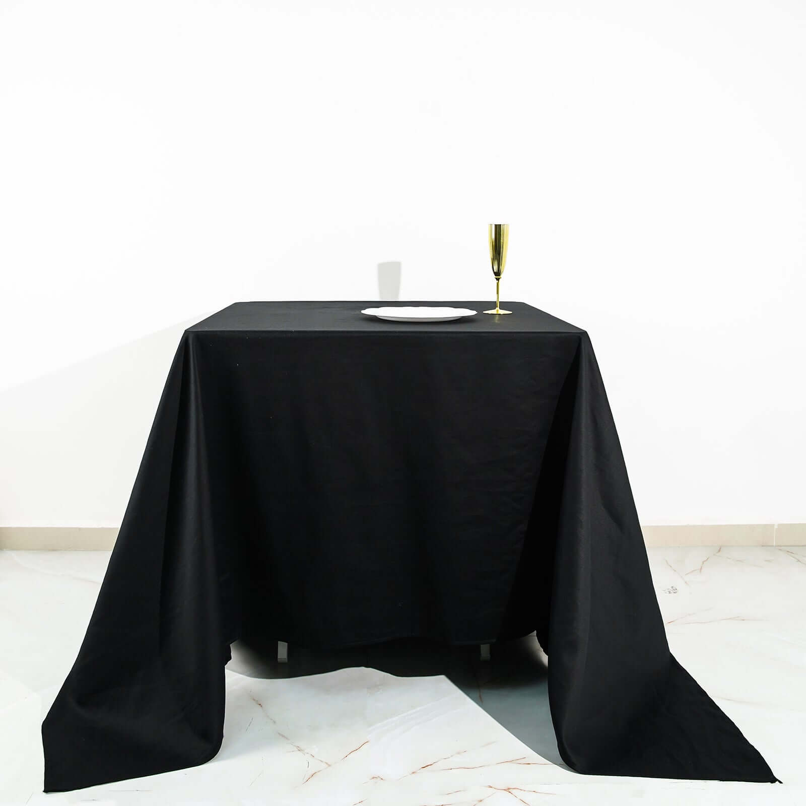 Black 90x90 Square Cotton Tablecloth - Soft, Breathable & Exquisite