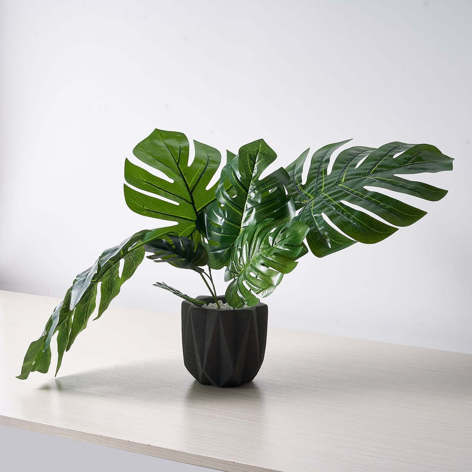 6-Piece Assorted Green High-Quality Silk Artificial Monstera Leaf Stems