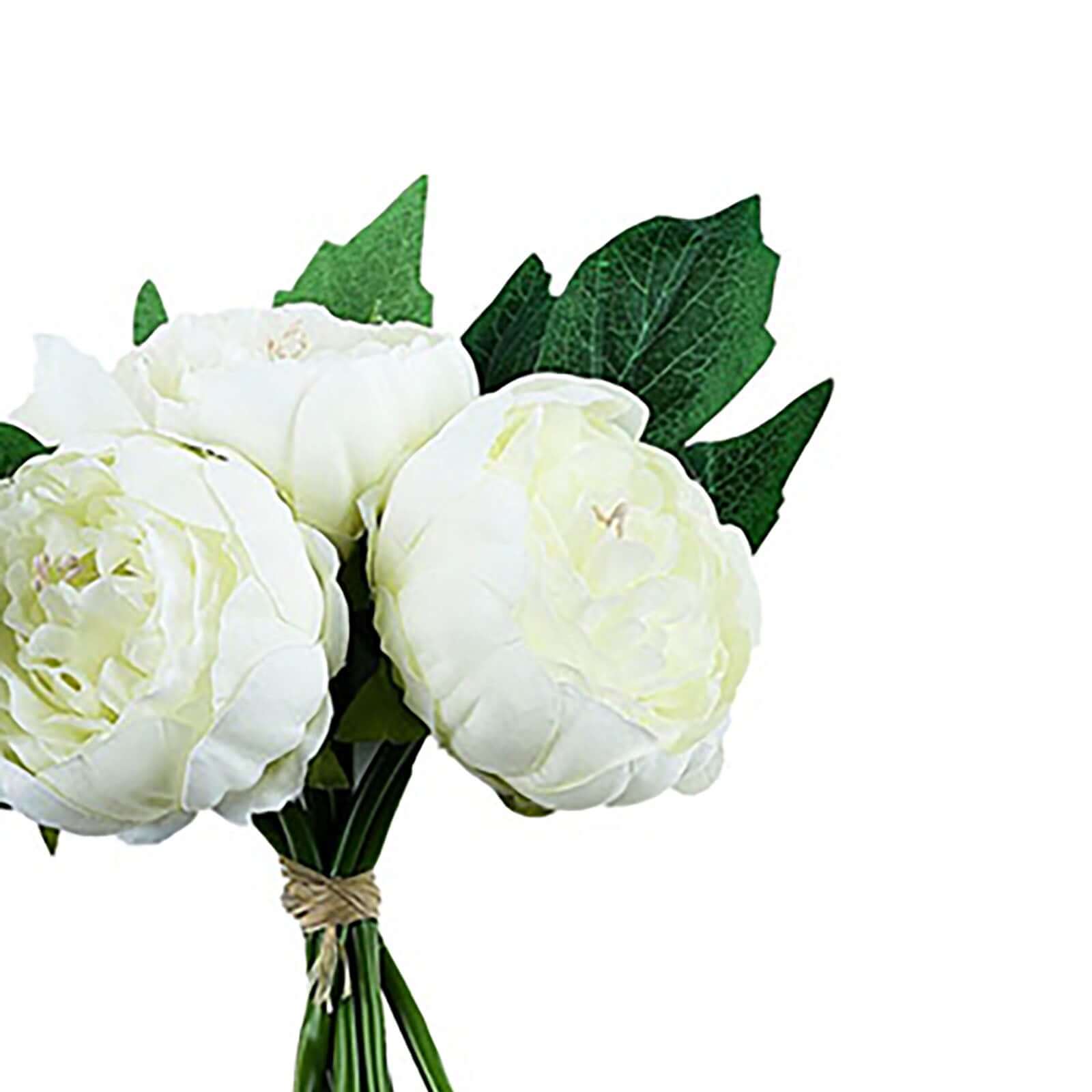 5-Piece Cream Silk Peony Bouquet - Ideal for Any Occasion
