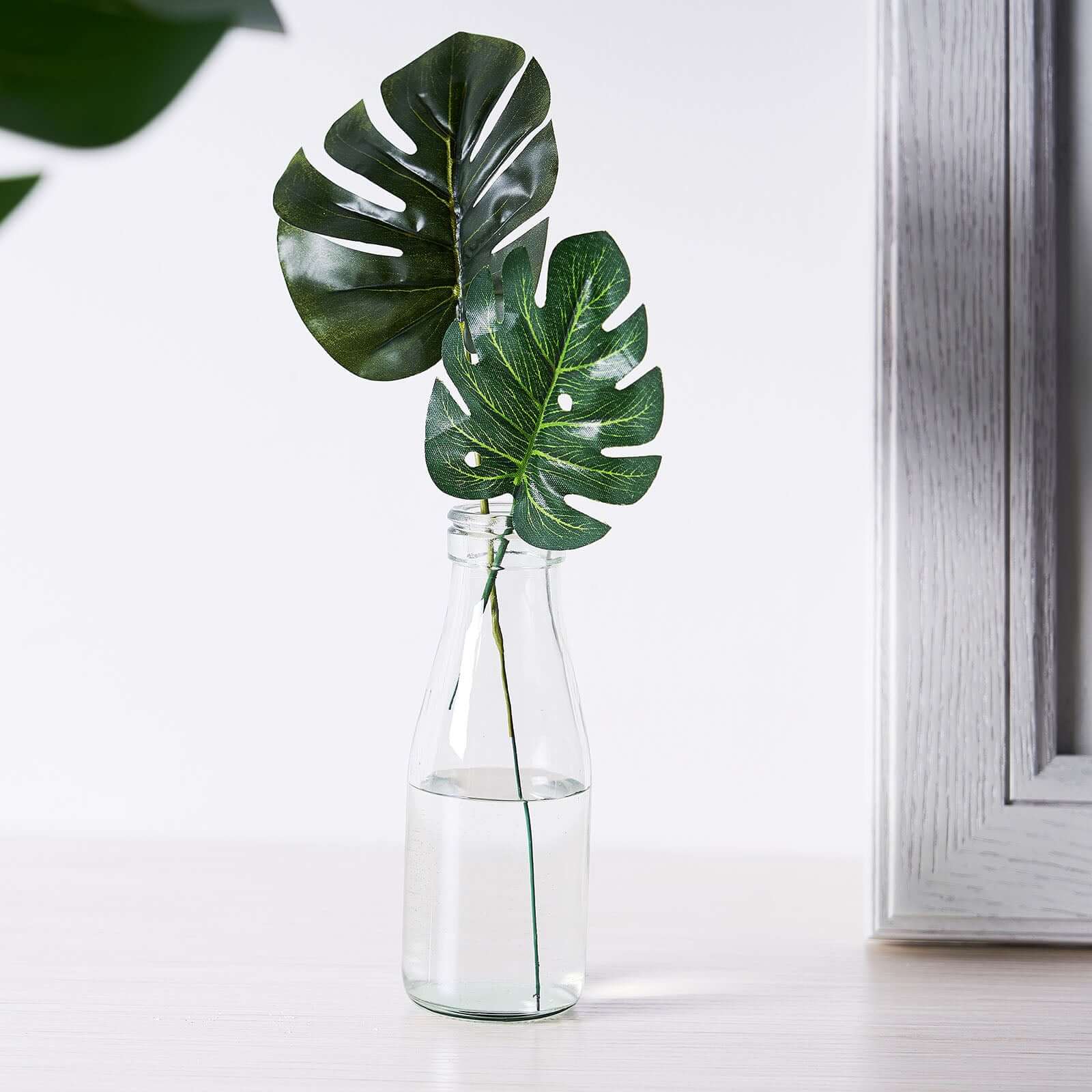 6-Piece Assorted Green High-Quality Silk Artificial Monstera Leaf Stems