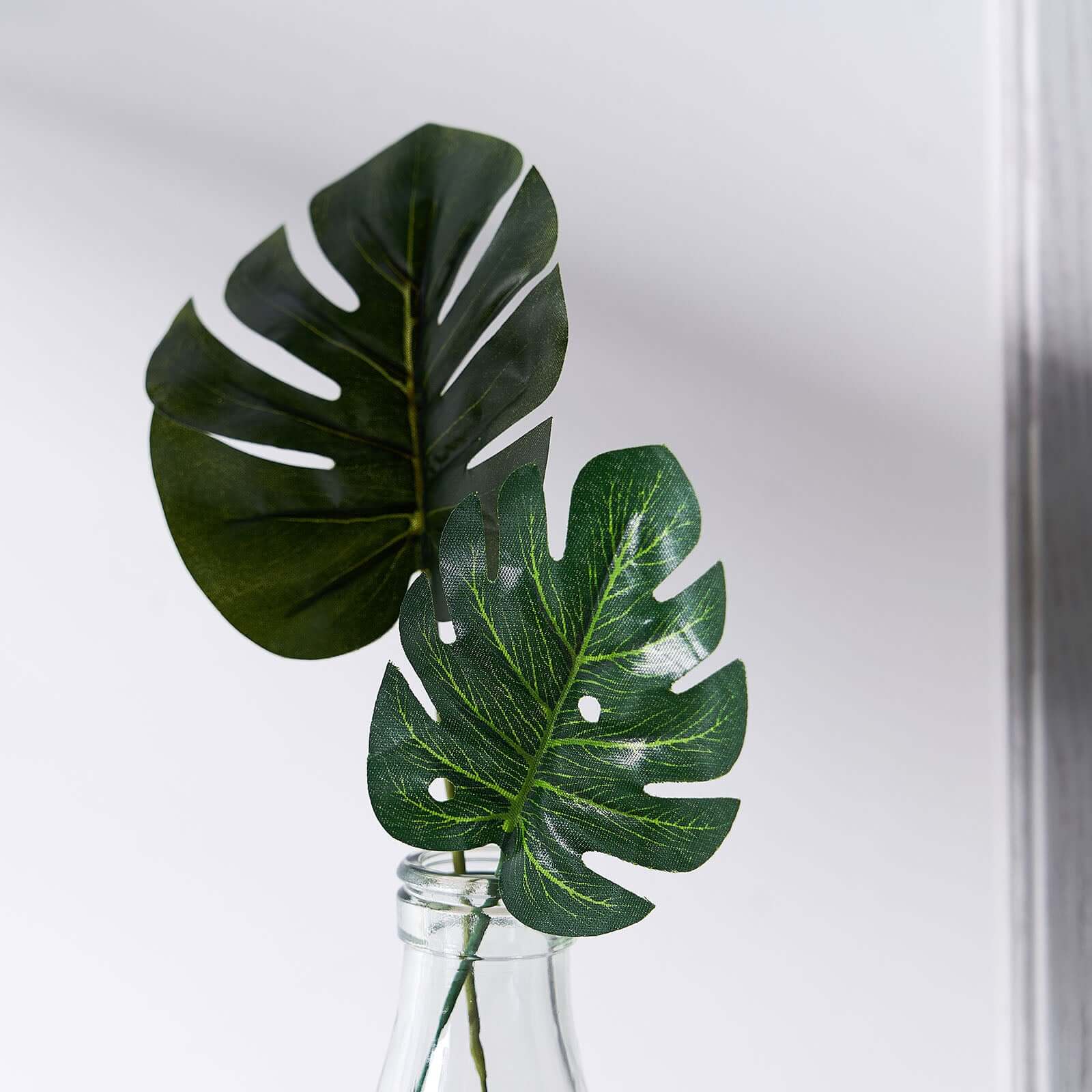 6-Piece Assorted Green High-Quality Silk Artificial Monstera Leaf Stems