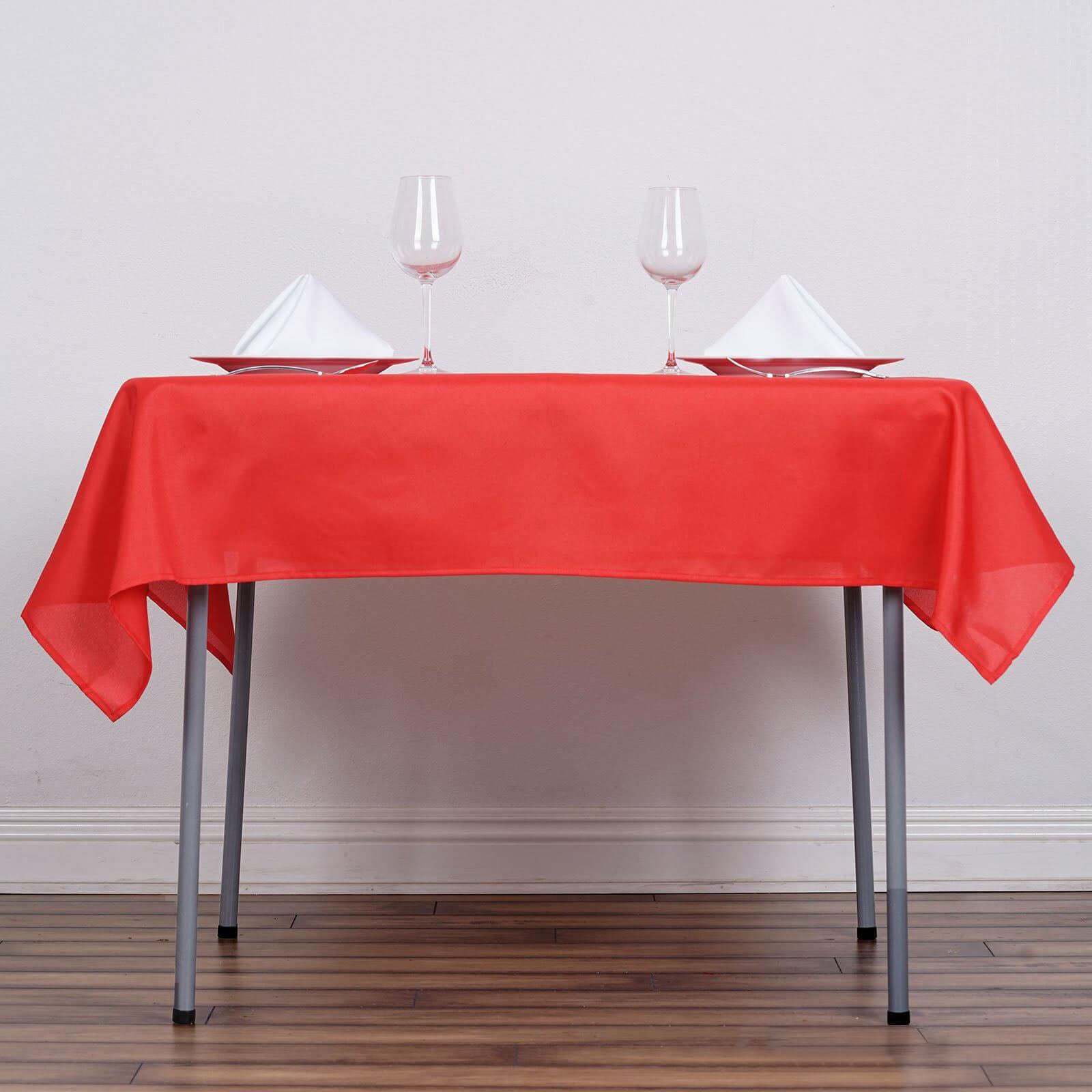 Premium Red 54x54 Polyester Square Tablecloth - Wrinkle-Free & Durable