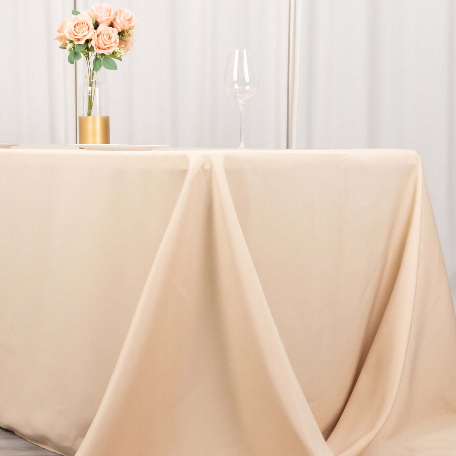 Exclusive Offer! Beige 90x132 Rectangle Premium Polyester Seamless 220GSM Stain-Resistant Tablecloth