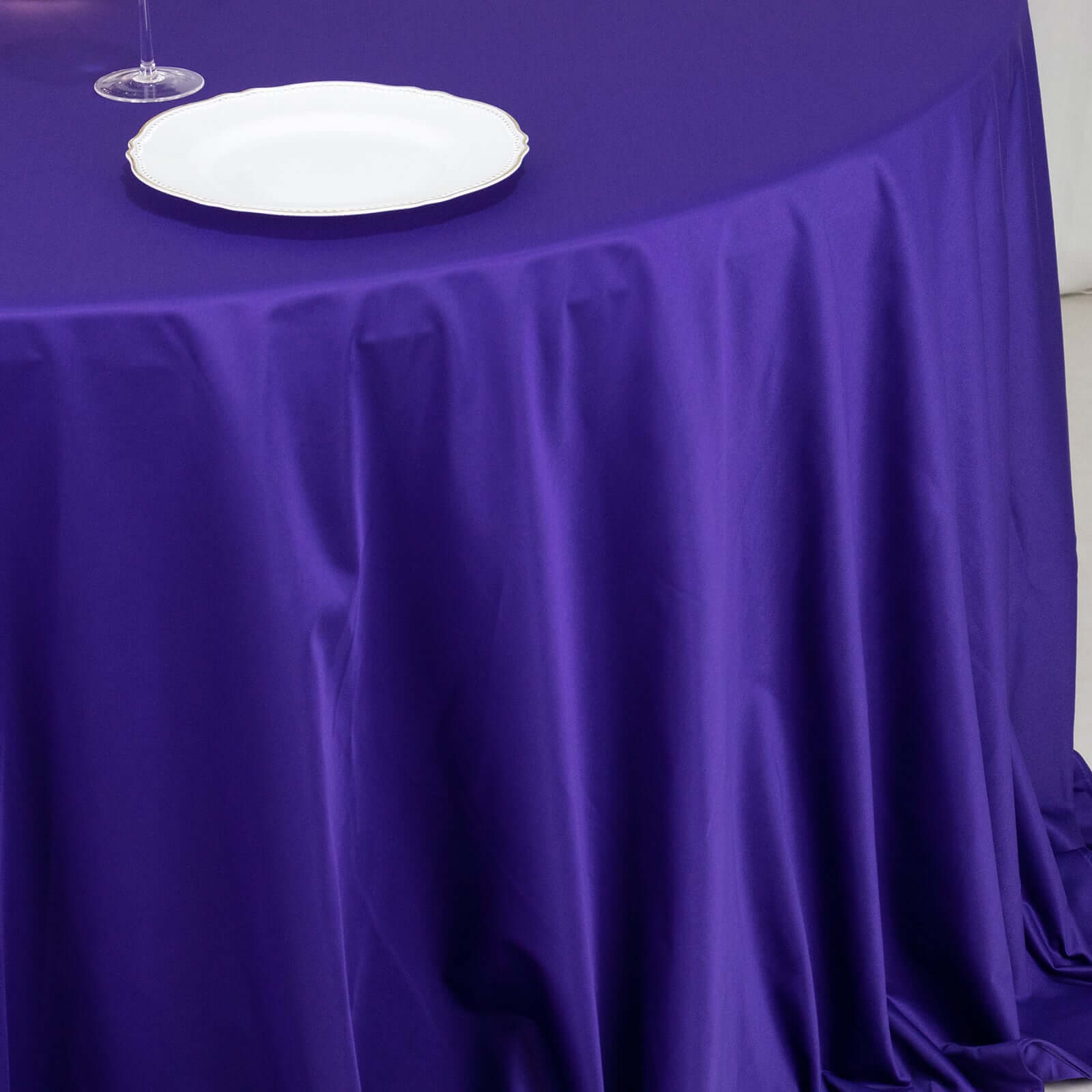 Exclusive Purple 132' Round Scuba Tablecloth - Wrinkle & Stain Free