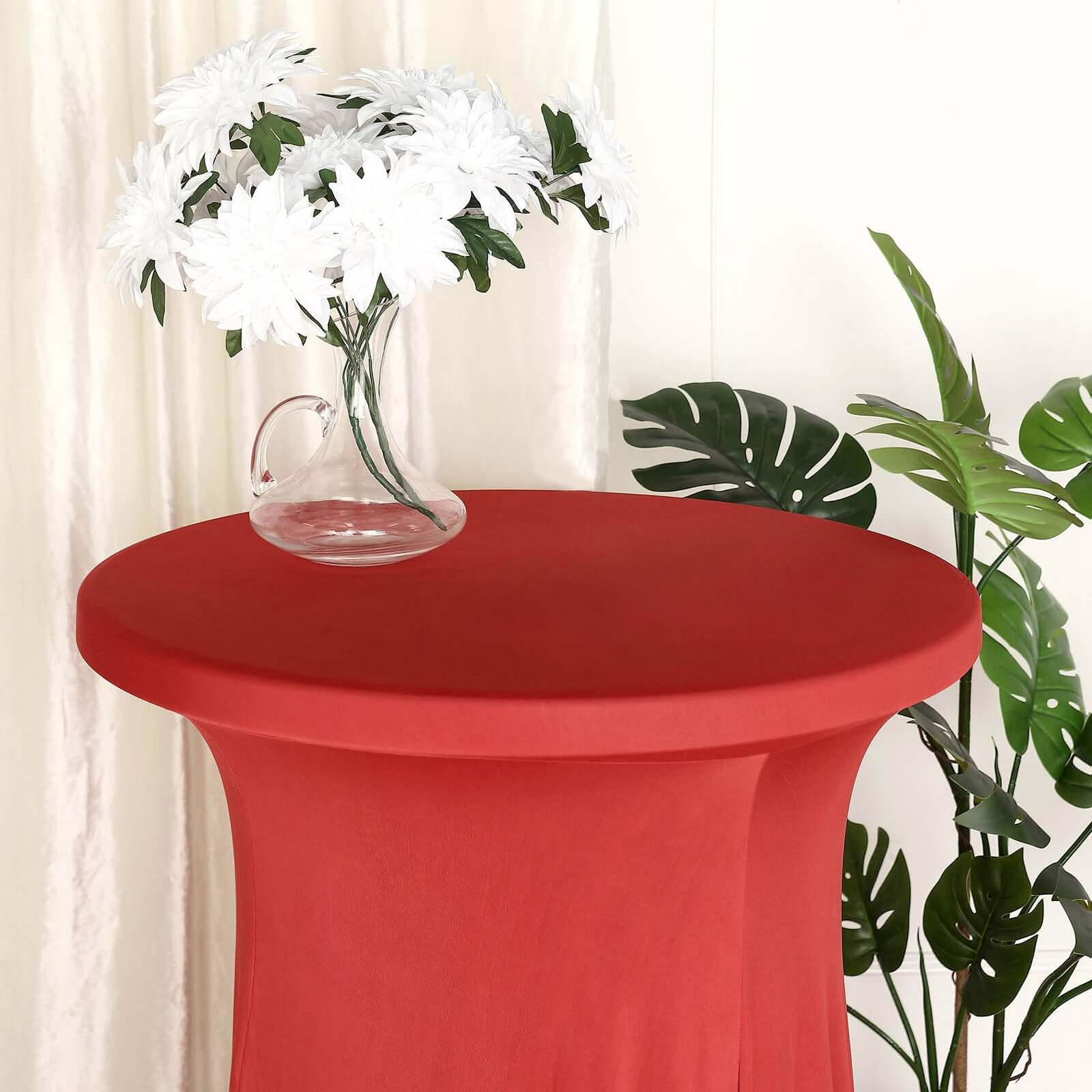Hot Deal! Red Heavy Duty Spandex Wavy Cocktail Table Cover