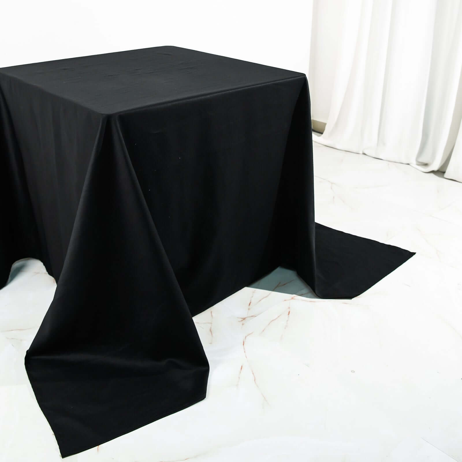 Black 90x90 Square Cotton Tablecloth - Soft, Breathable & Exquisite