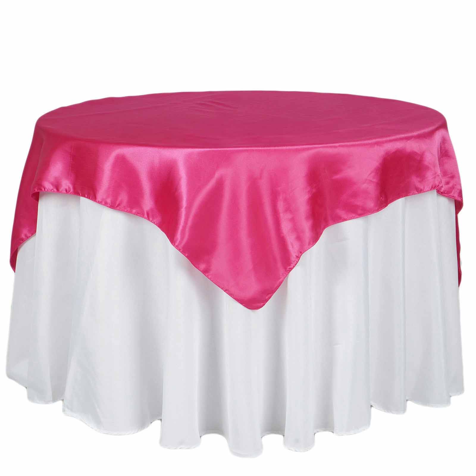 Fuchsia Satin 72x72 Square Table Overlay - Smooth Finish