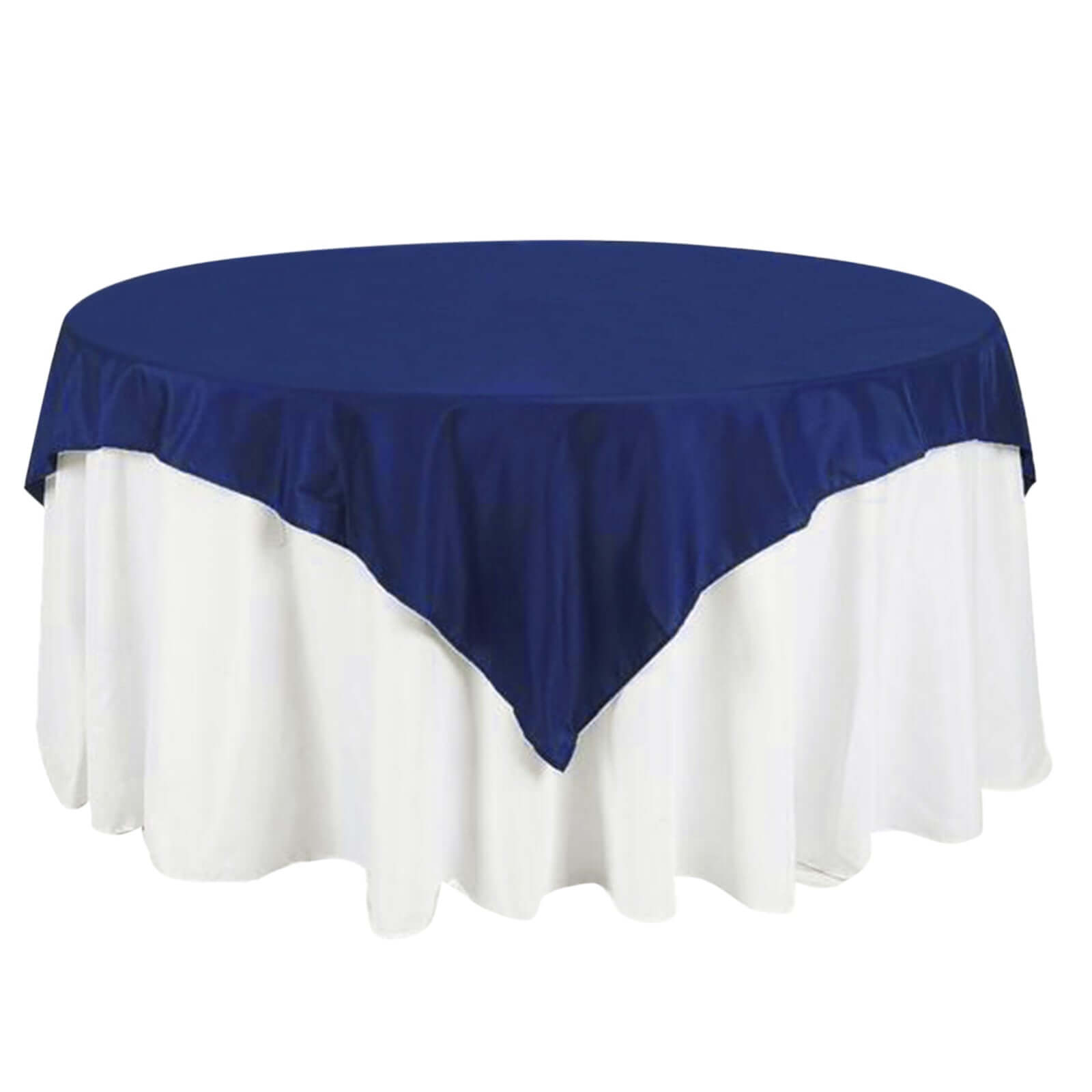 Navy Blue 70x70 Polyester Square Table Overlay - Wrinkle-Free & Long-Lasting Table Cover