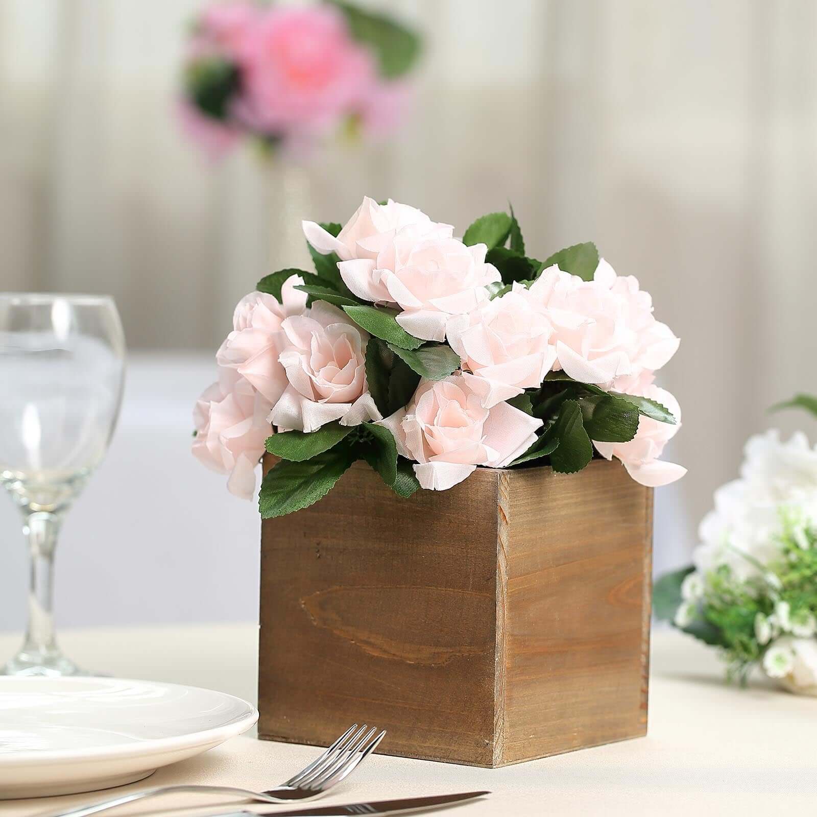 Exclusive 2-Pack Set of 5ft Natural Square Wood Planter Boxes with Removable Plastic Liners