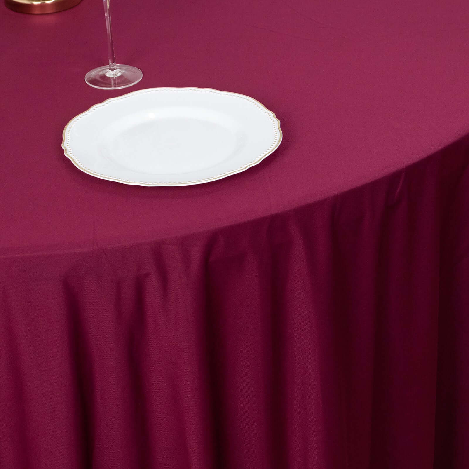 Exclusive Burgundy 120' Scuba Round Tablecloth - Wrinkle & Stain Resistant