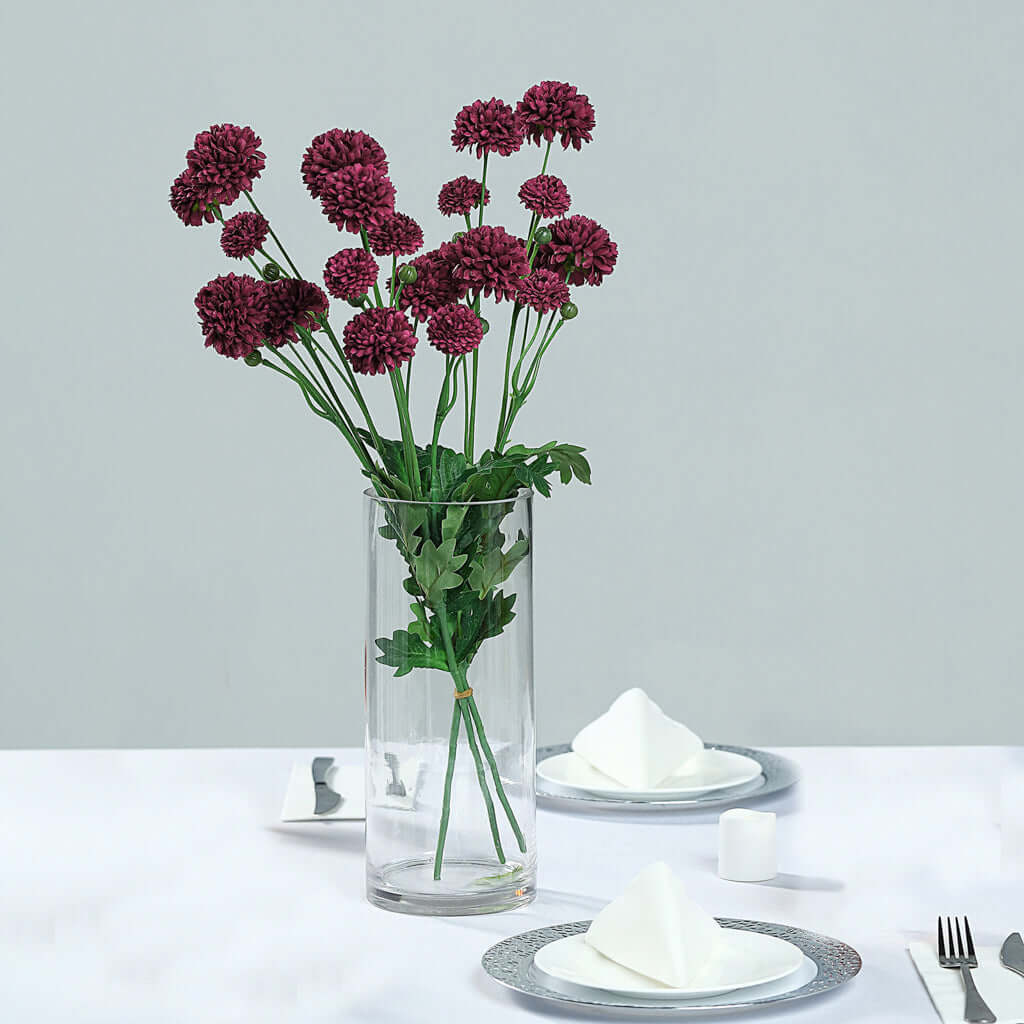 Special Offer! 2 Burgundy Artificial Chrysanthemum Mum Flower Bushes (33 in Total)