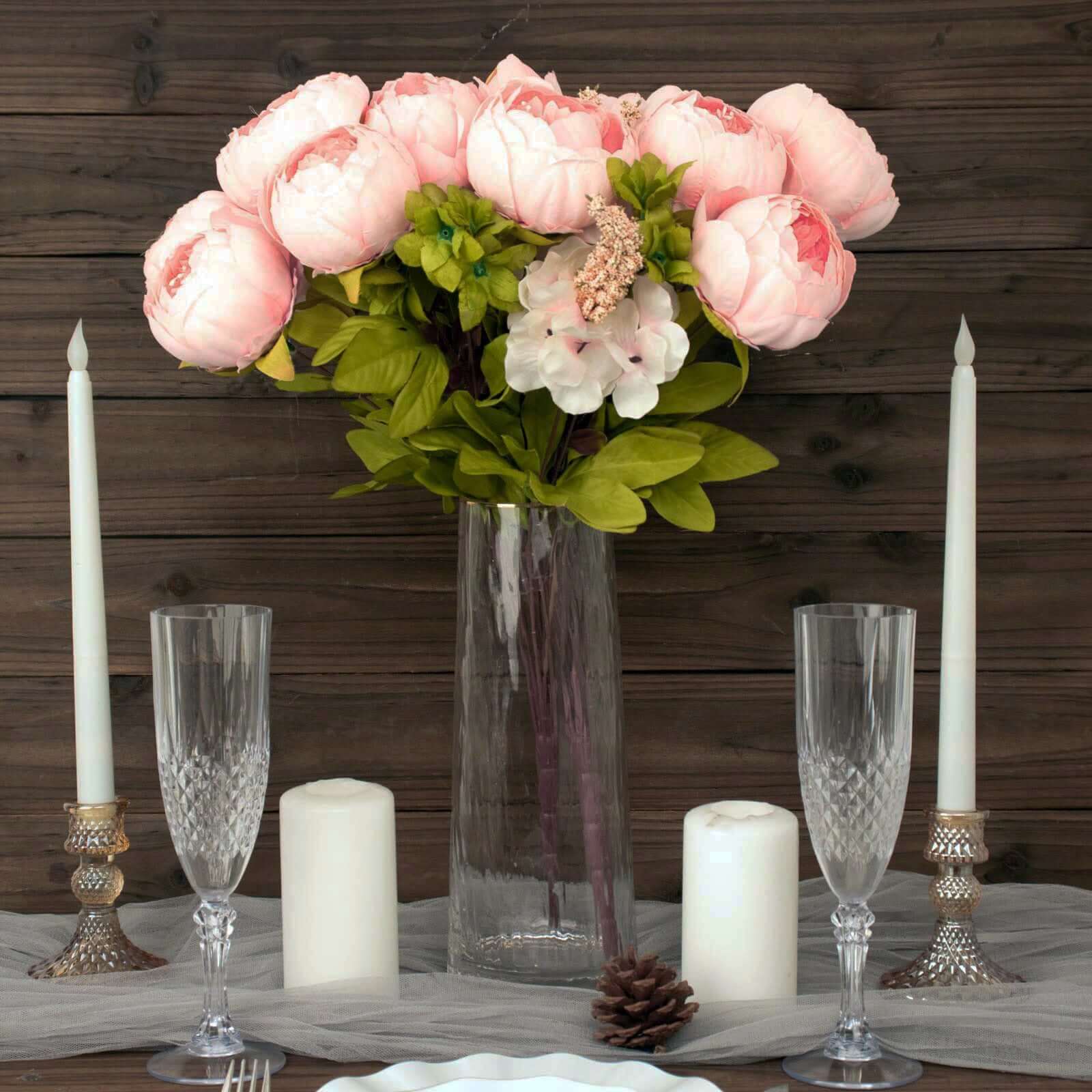 Hot Deal! 2-Pack 19" Pink Artificial Peony Flower Wedding Bouquets, Faux Silk Arrangements