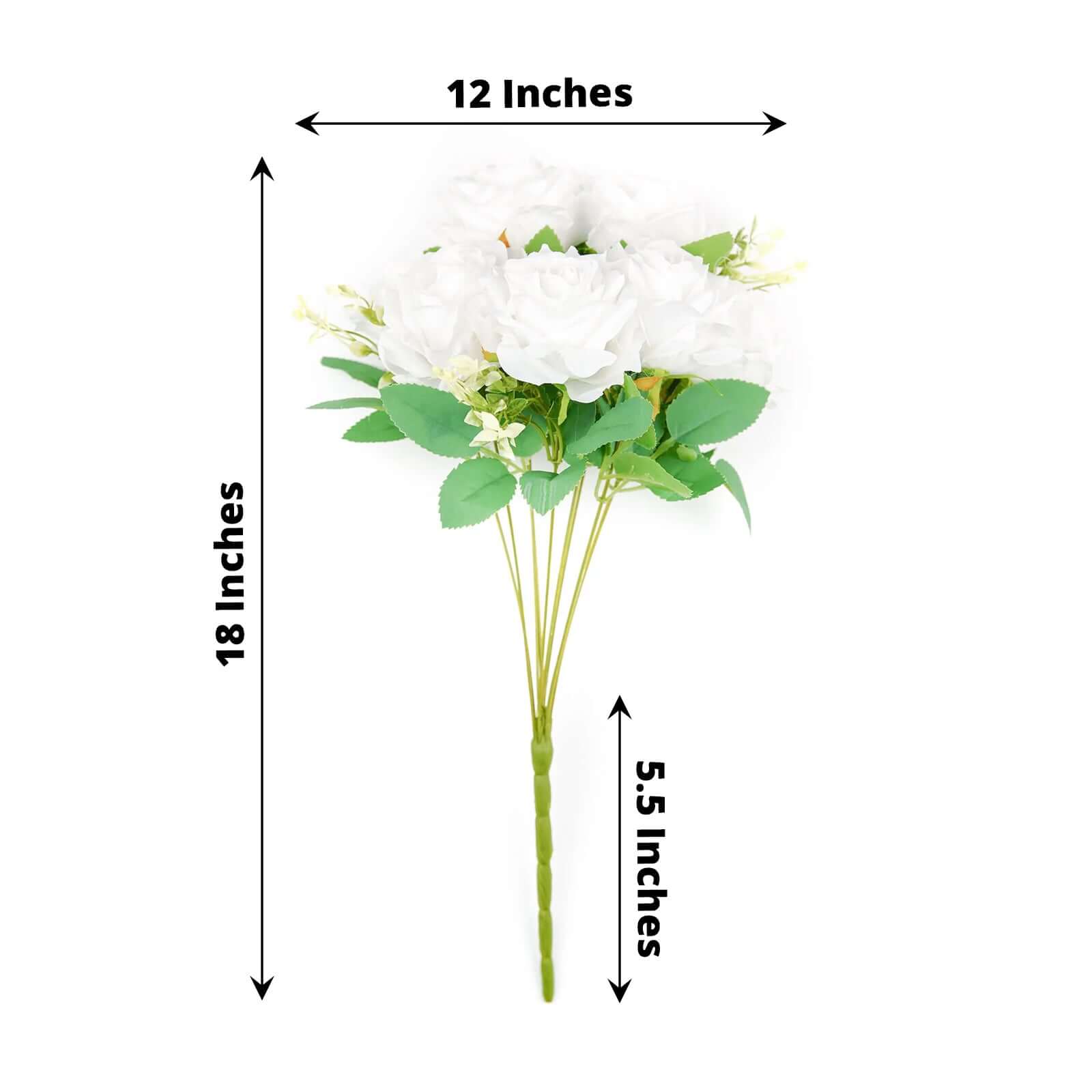Special Offer! 2 Bushes 18-Head Real Touch White Silk Artificial Rose Bouquet
