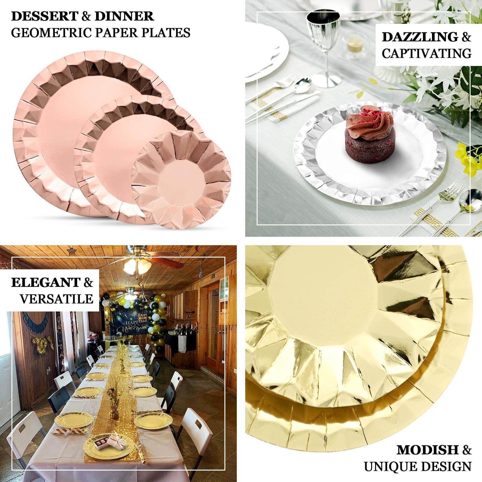 25-Pack 7-Inch Disposable Burgundy Round Dessert Plates with Geometric Prism Rim, 400GSM