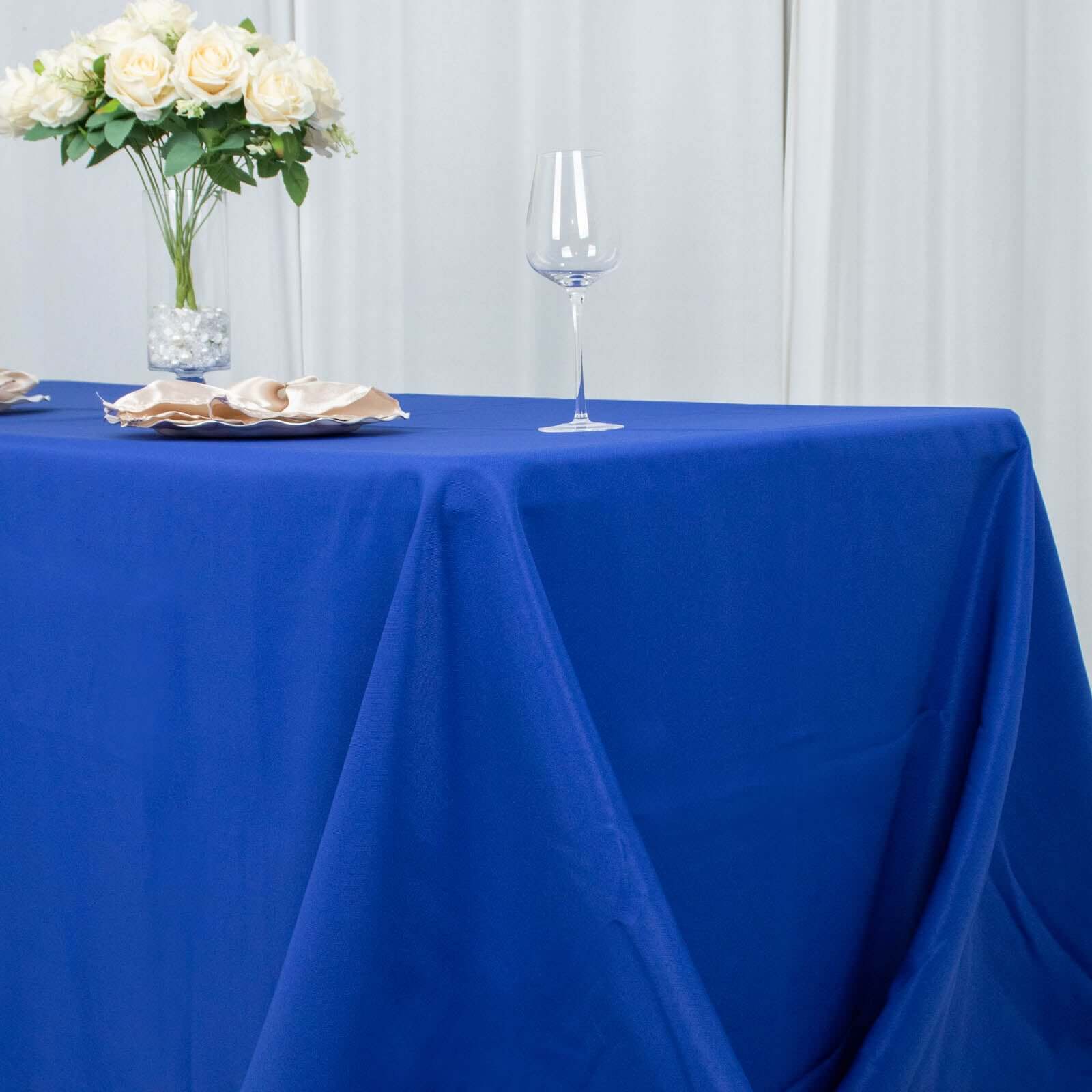 Hot Sale! Seamless 220GSM Stain-Resistant Royal Blue Premium Polyester Rectangle Tablecloth 90x156