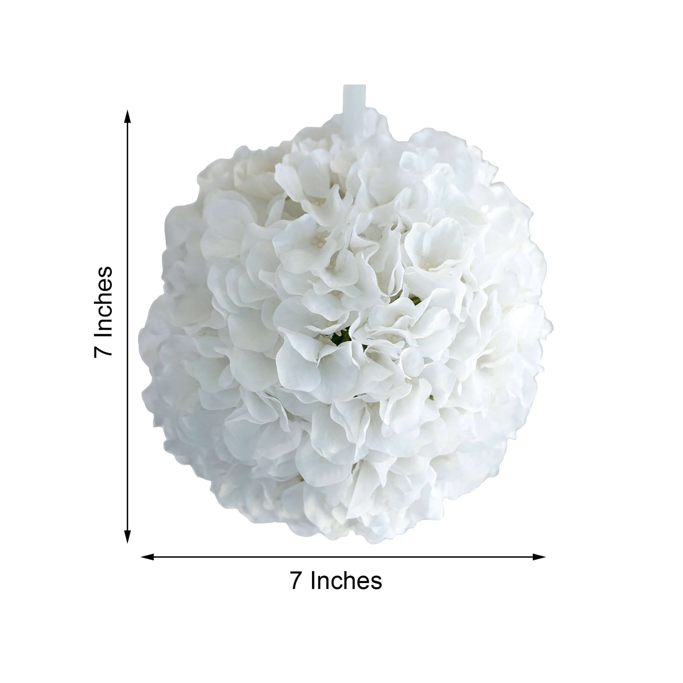 Set of 4 White Artificial Silk Hydrangea Kissing Flower Balls, 7-Inch Diameter