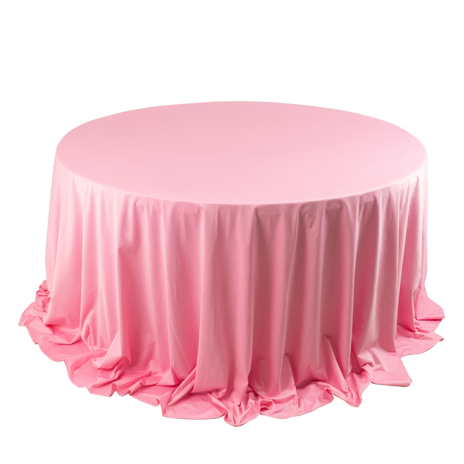 Pink 132' Round Premium Scuba Tablecloth - Wrinkle & Stain Free Seamless Cover