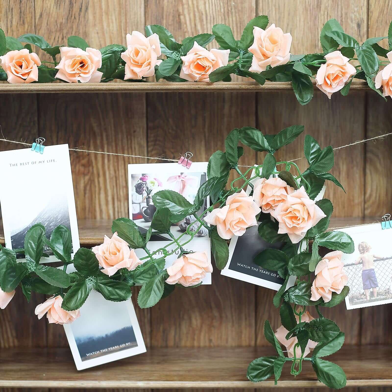 Promotional 6-Foot UV-Protected Artificial Silk Peach Rose Garland for Decorations