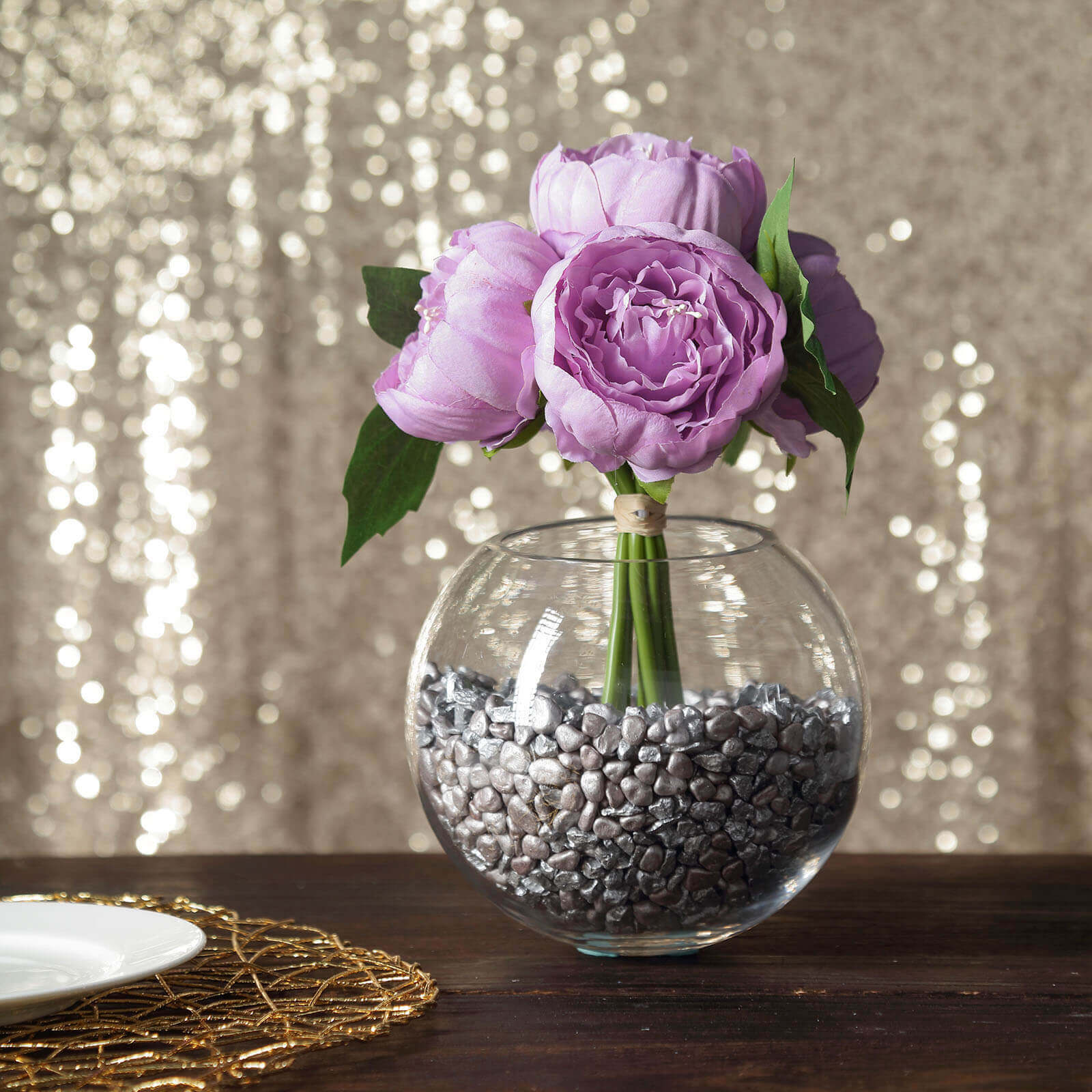 Lavender Lilac Artificial Silk Peony Spray with 5 Flower Heads