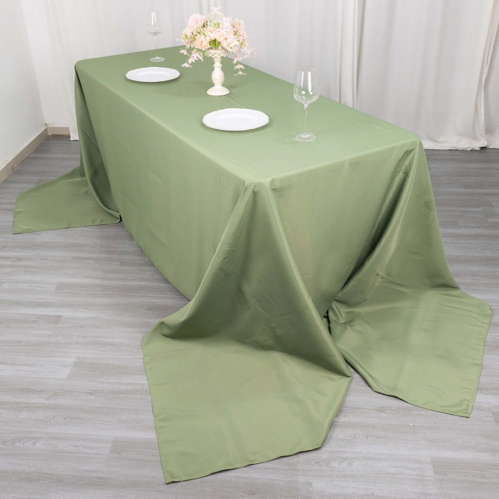 Hot! Seamless 220GSM Stain-Resistant Premium Polyester Dusty Sage Green Rectangle Tablecloth 90x156