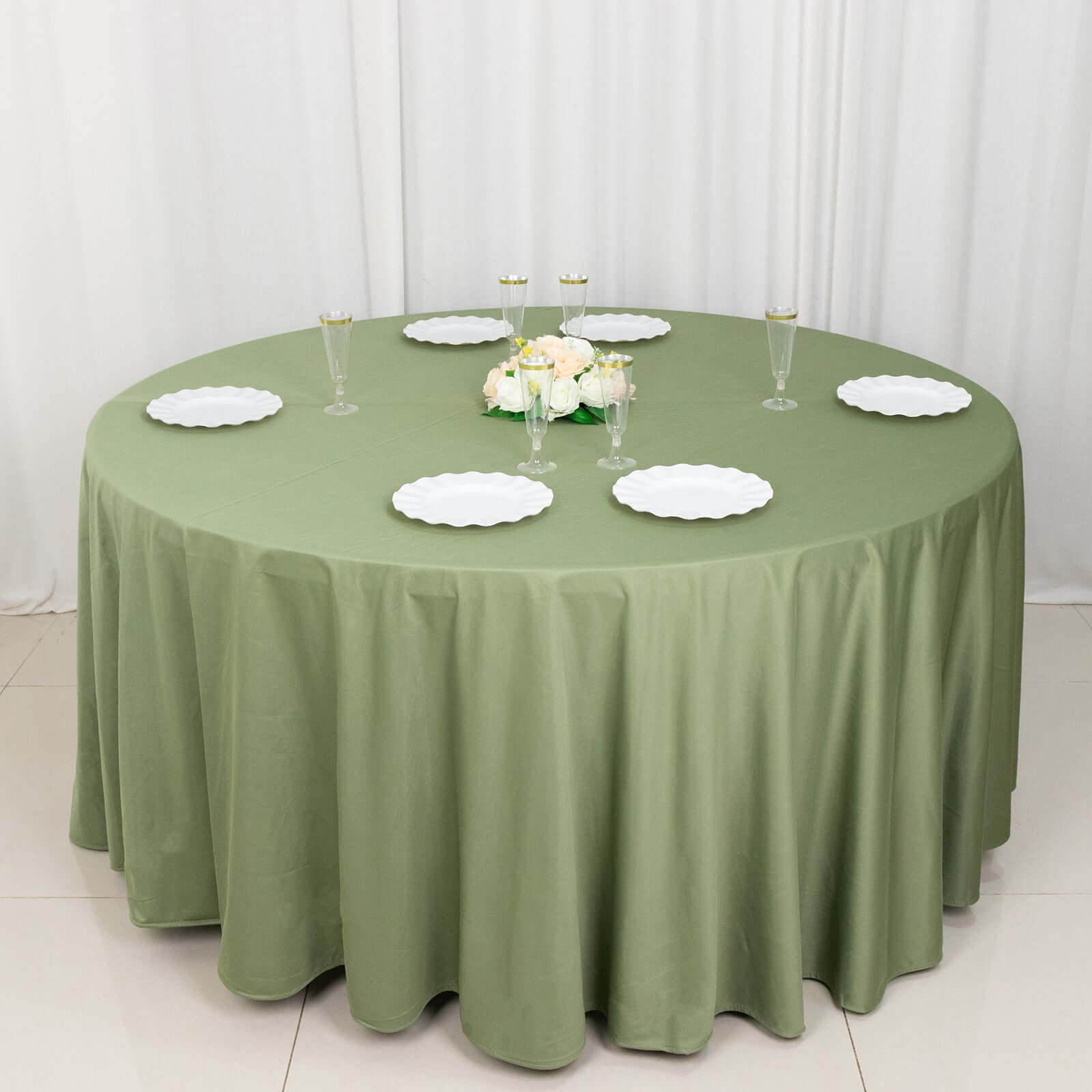 Exclusive Premium 120' Round Scuba Tablecloth in Dusty Sage Green - Wrinkle & Stain Free