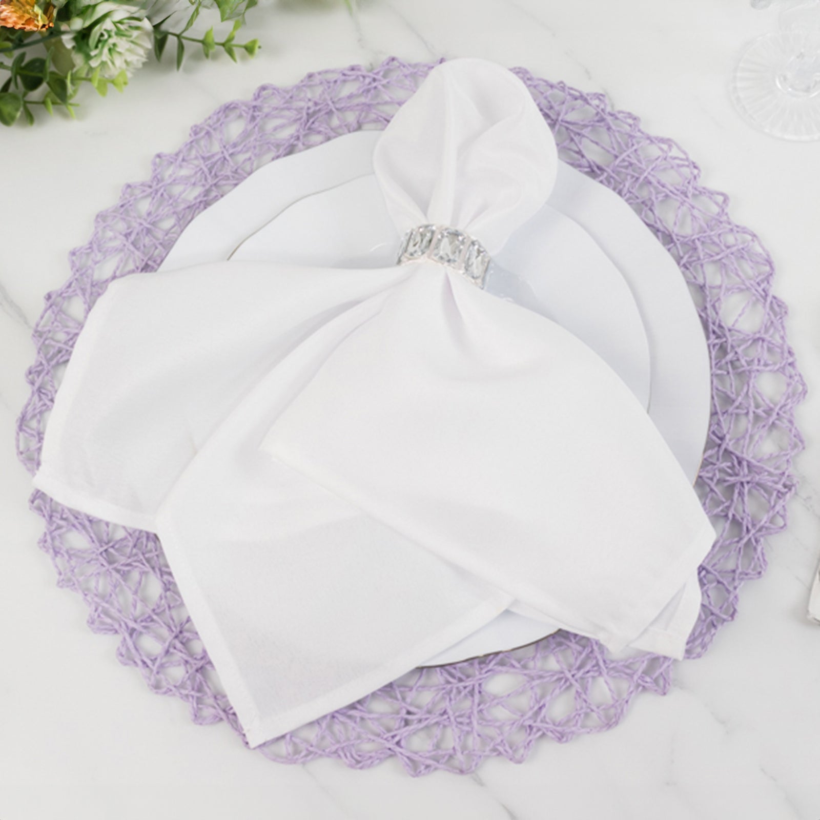 Hot Deal! 6-Piece Set of Disposable Round Woven Fiber Table Placemats in Lavender Lilac, 15 inches