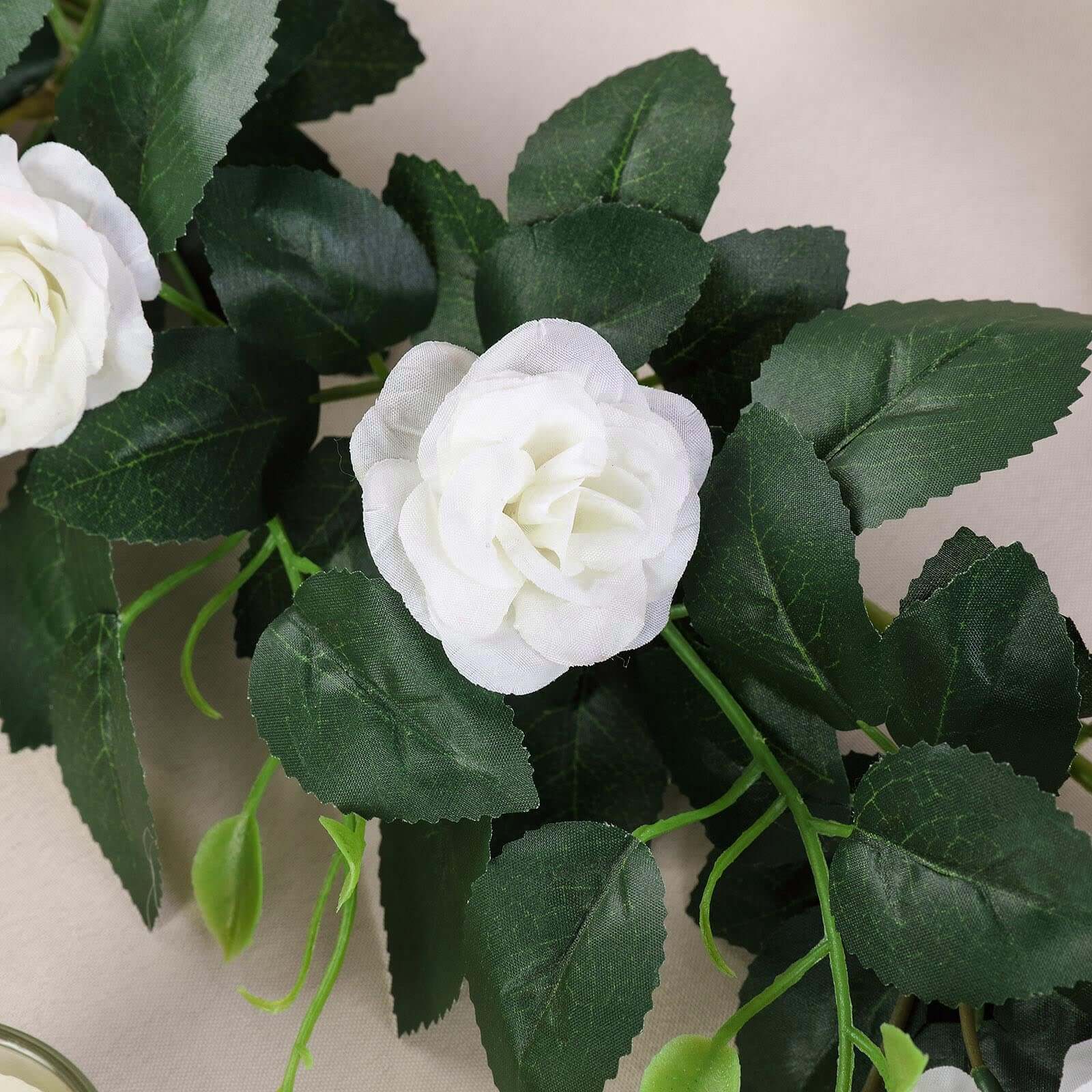 Hot Sale! 6ft Cream Artificial Silk Rose Flower Garland with 20 Roses