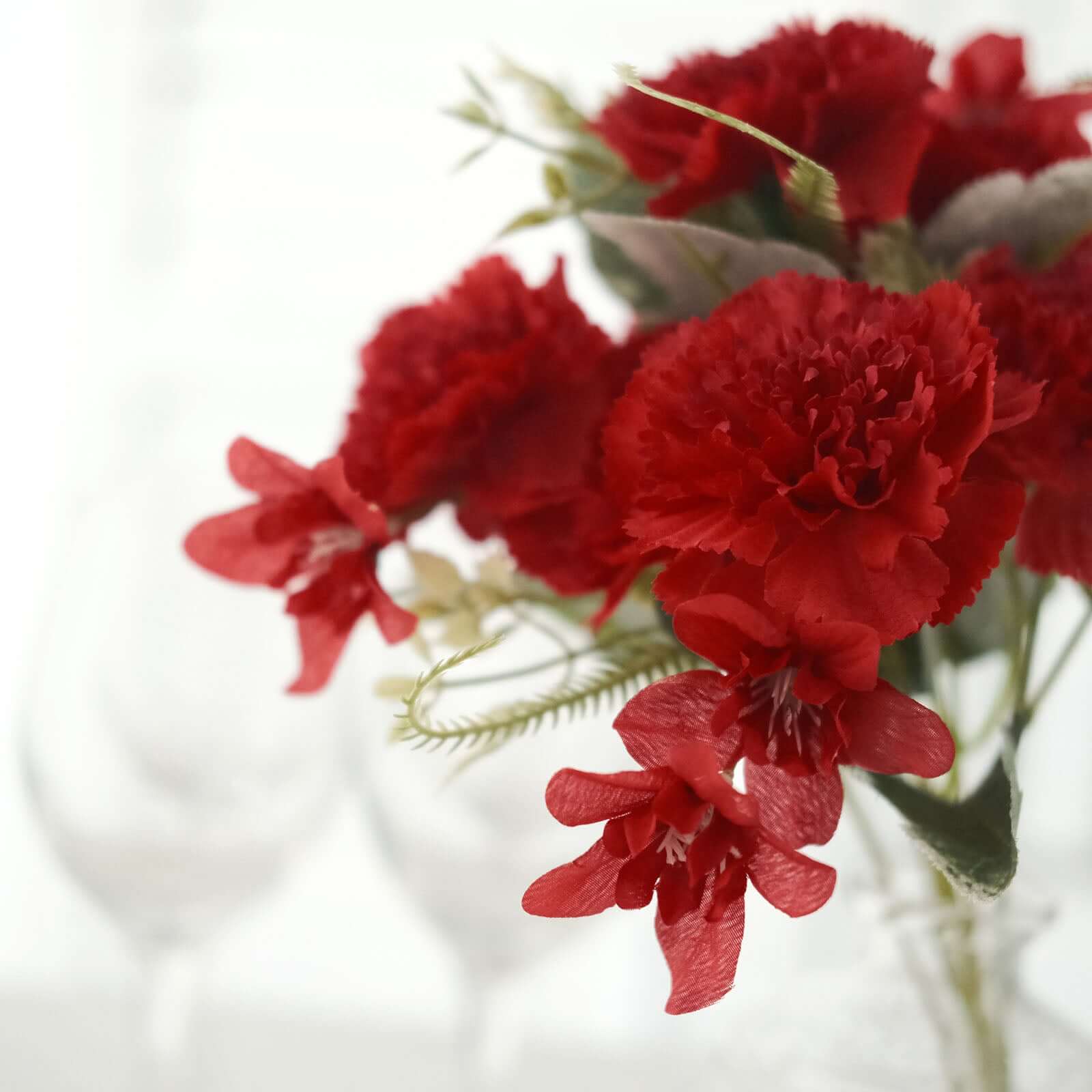 Hot Sale! 3-Pack Set of 14-Inch Red Artificial Silk Carnation Flower Bouquets
