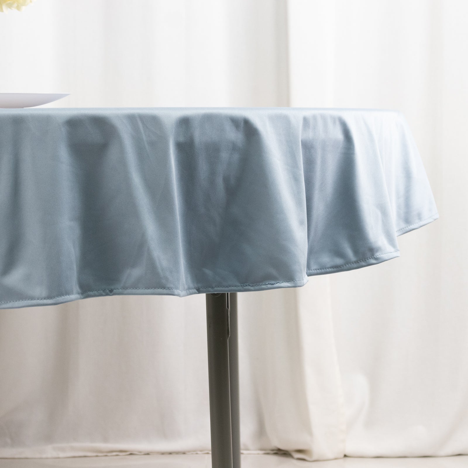 Dusty Blue 70' Round Premium Scuba Tablecloth - Anti - Wrinkle and Stain - Resistant