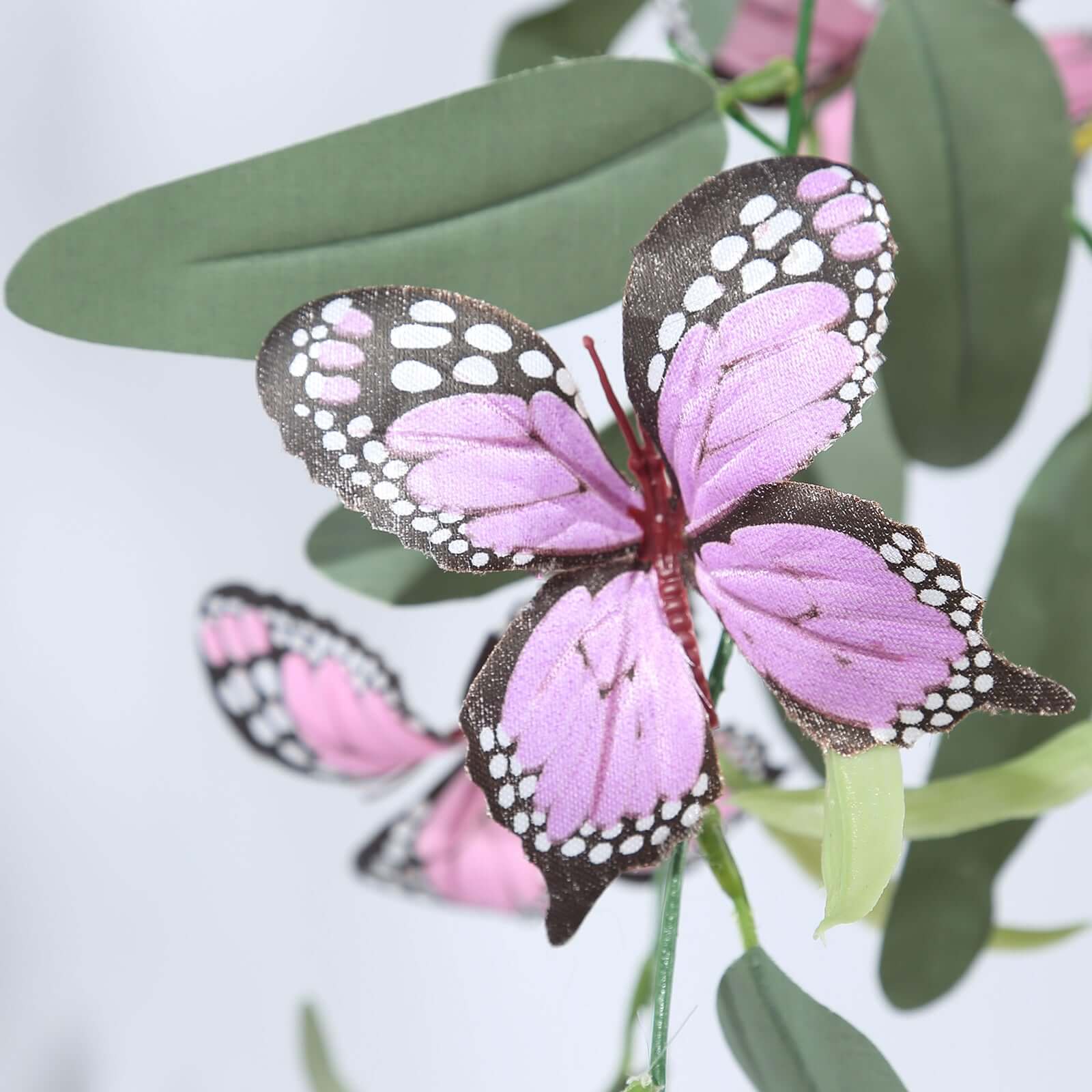 3-Piece Set of 6ft Artificial Butterfly Garland with Willow Greenery and Faux Flowers