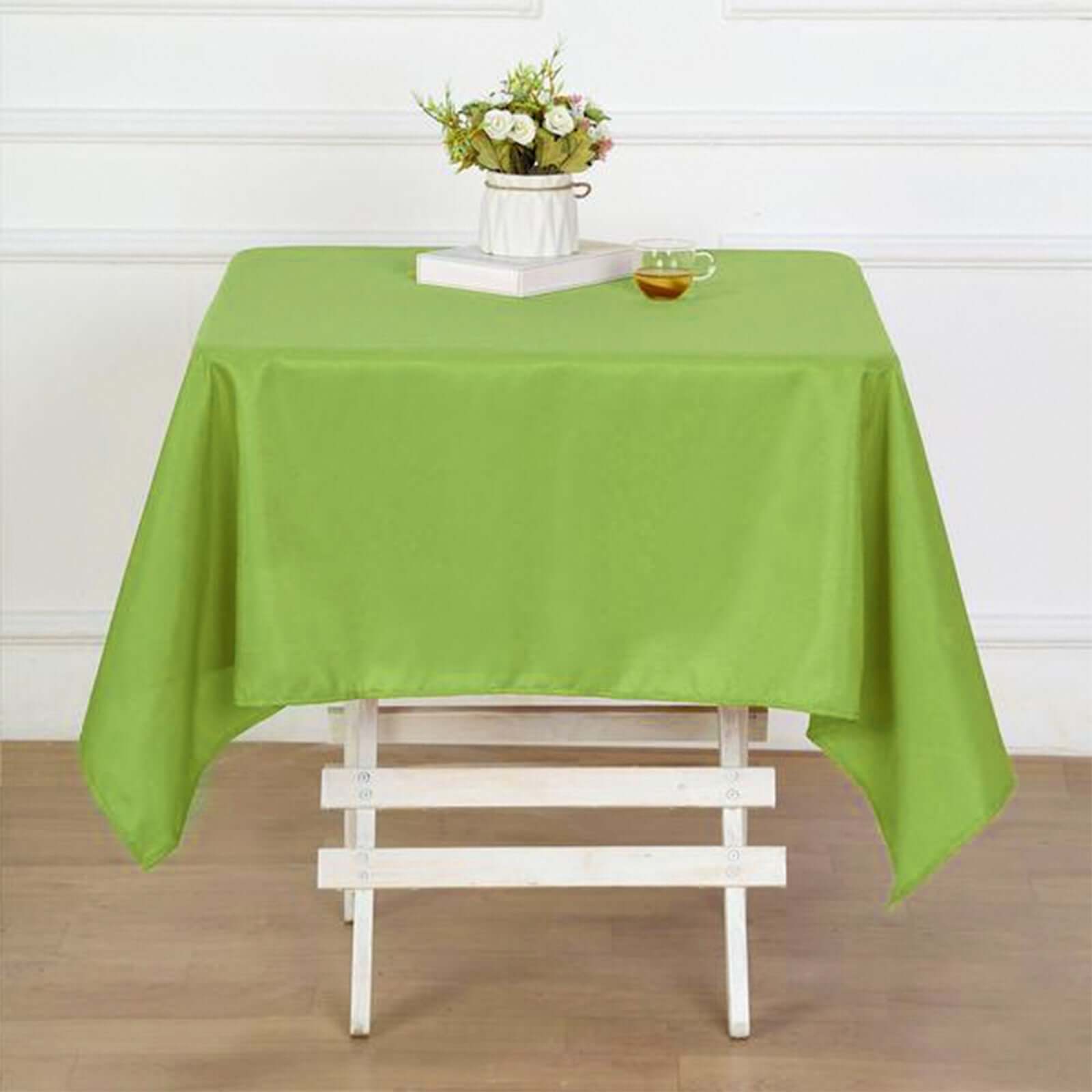 Wrinkle-Resistant & Durable 54x54 Polyester Square Tablecloth in Apple Green - Ideal for Events