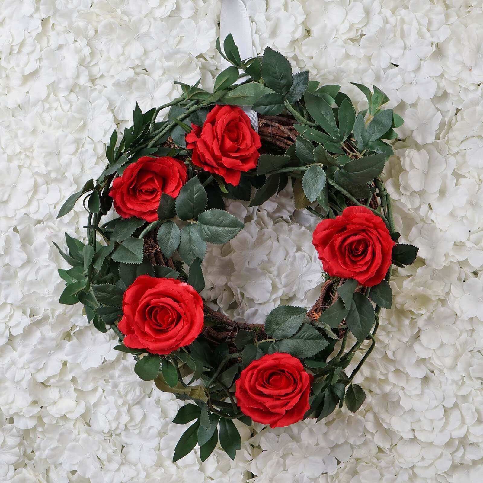 6ft Realistic Red Silk Artificial Rose and Leaf Flower Garland Vine