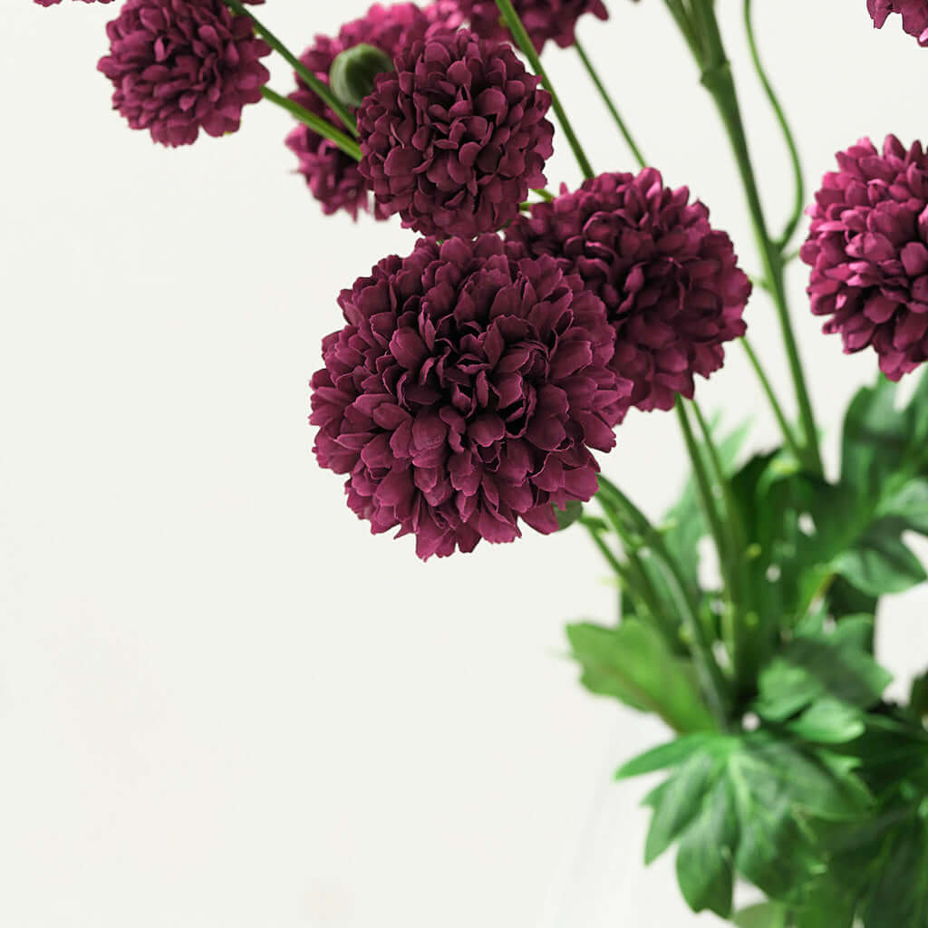 Special Offer! 2 Burgundy Artificial Chrysanthemum Mum Flower Bushes (33 in Total)