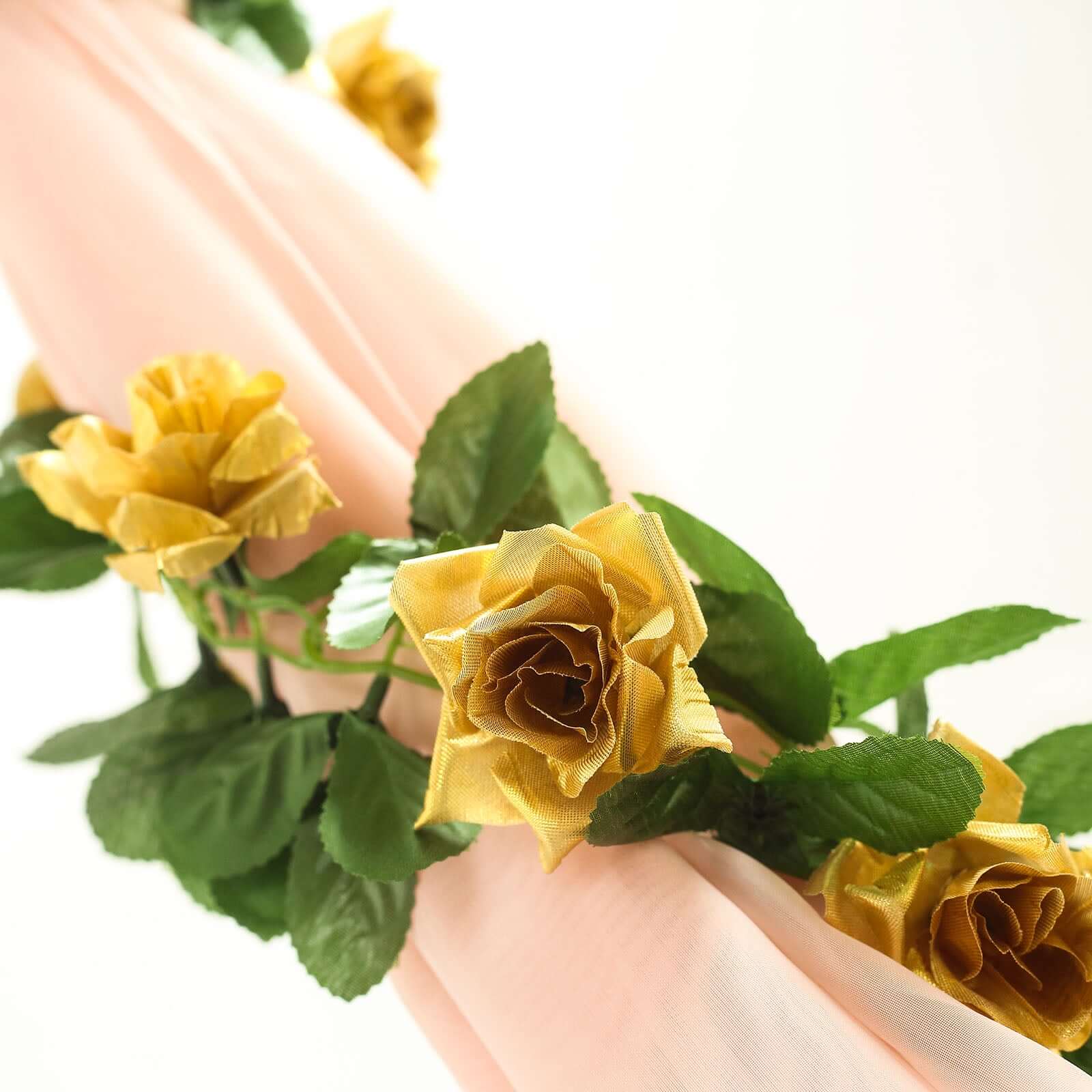 6ft UV Protected Gold Artificial Silk Rose Garland - Perfect for Decorations!