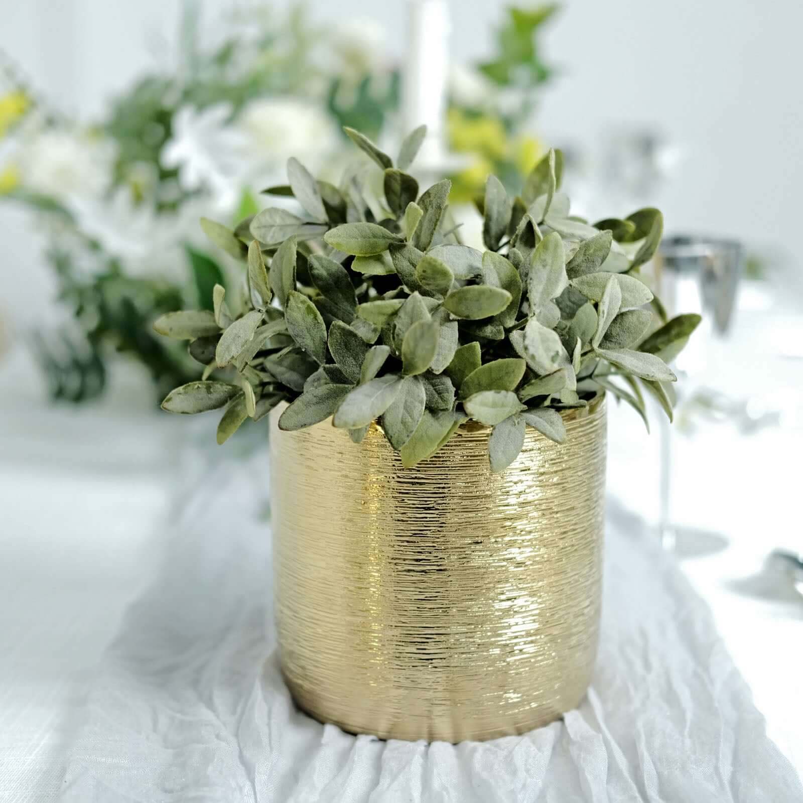 Hot Deal! 2-Pack Metallic Gold Ceramic Indoor Flower Plant Pots with Textured Round Design