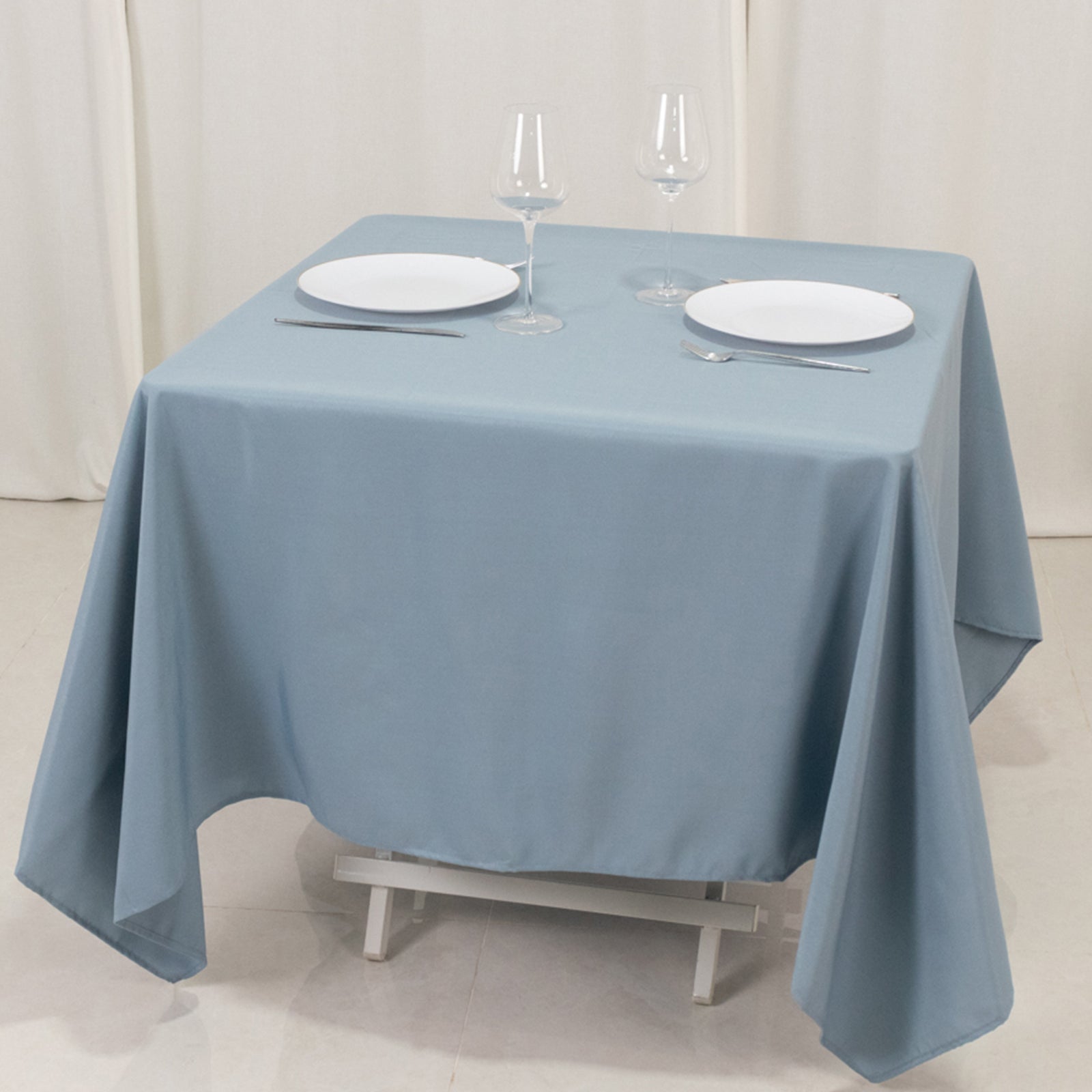 220GSM Wrinkle-Resistant Dusty Blue 70x70 Premium Polyester Square Table Cover