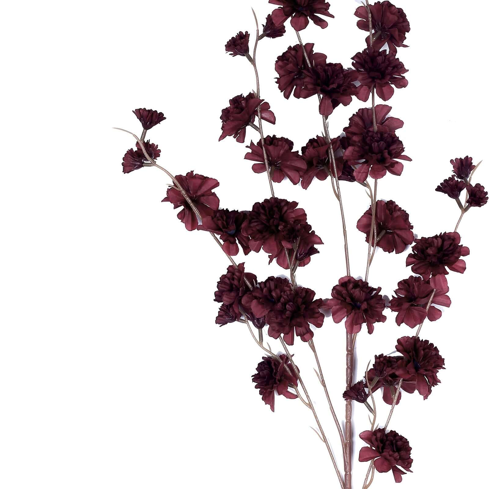 Discount! 2 Branches 42" Tall Burgundy Artificial Silk Carnation Stems