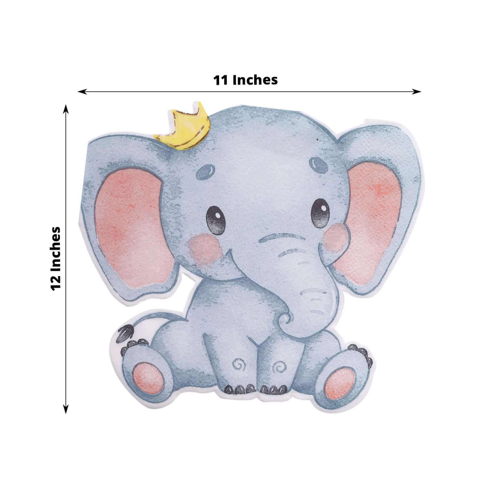 20-Pack Disposable Blue Elephant-Shaped Paper Beverage Napkins for Baby Showers