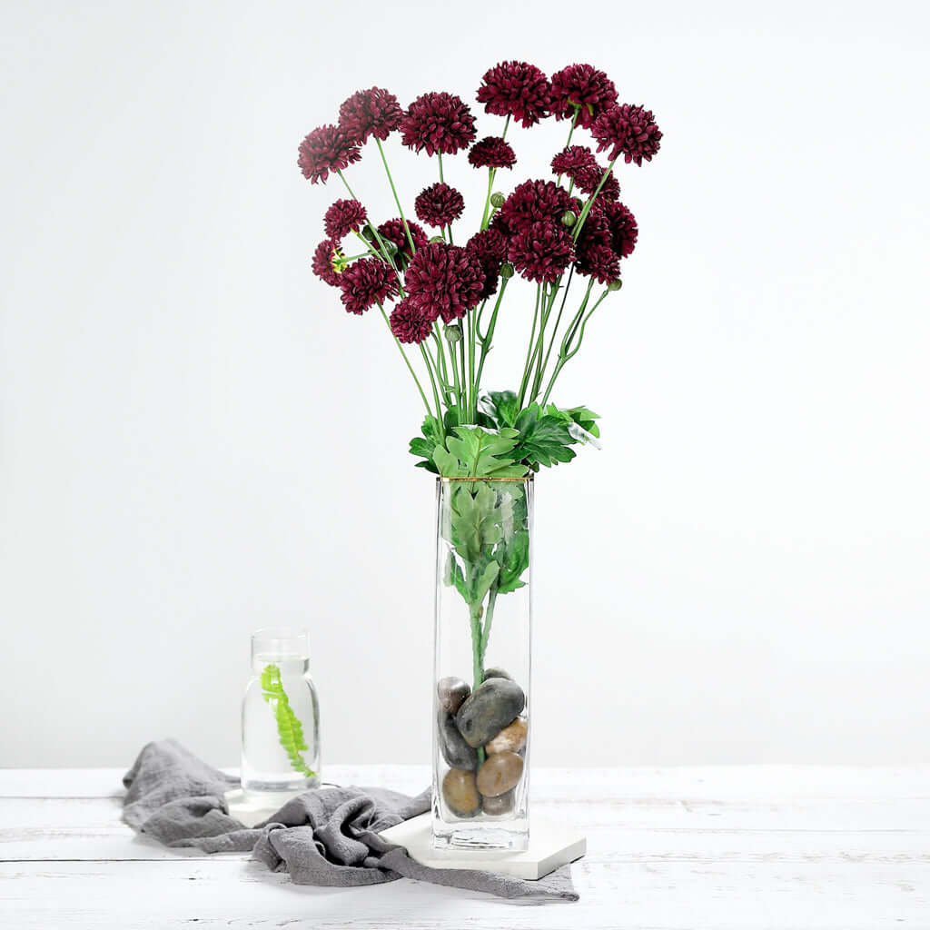 Special Offer! 2 Burgundy Artificial Chrysanthemum Mum Flower Bushes (33 in Total)