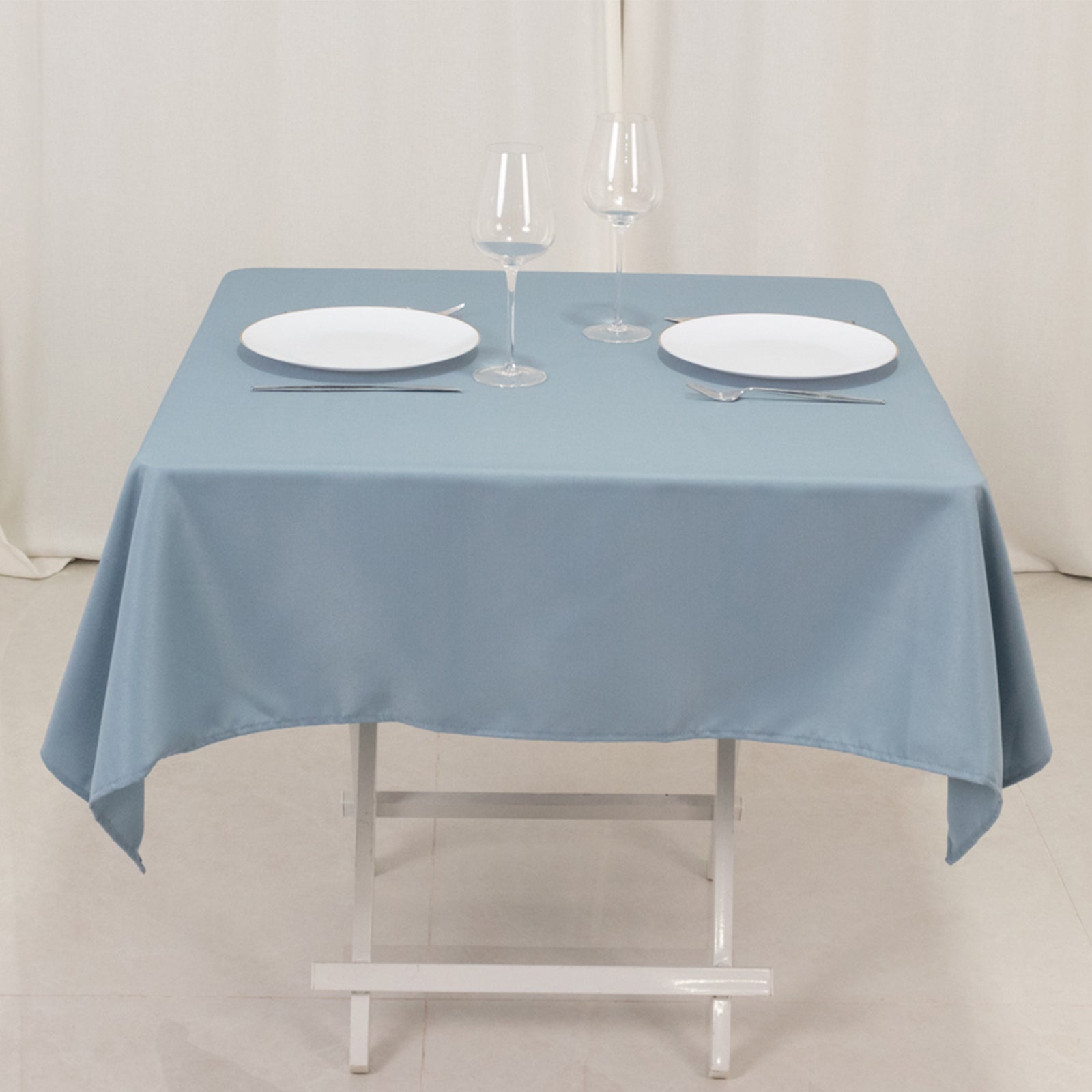 220GSM Stain & Wrinkle-Resistant Dusty Blue Premium Polyester 54x54 Square Tablecloth