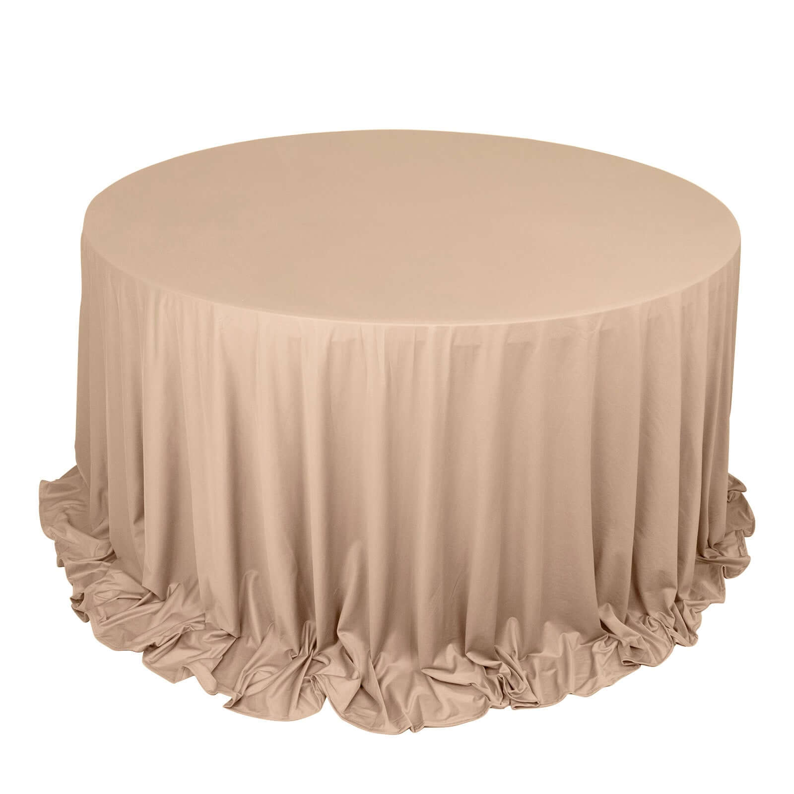 Nude Premium Scuba 132' Round Tablecloth - Wrinkle & Stain Resistant