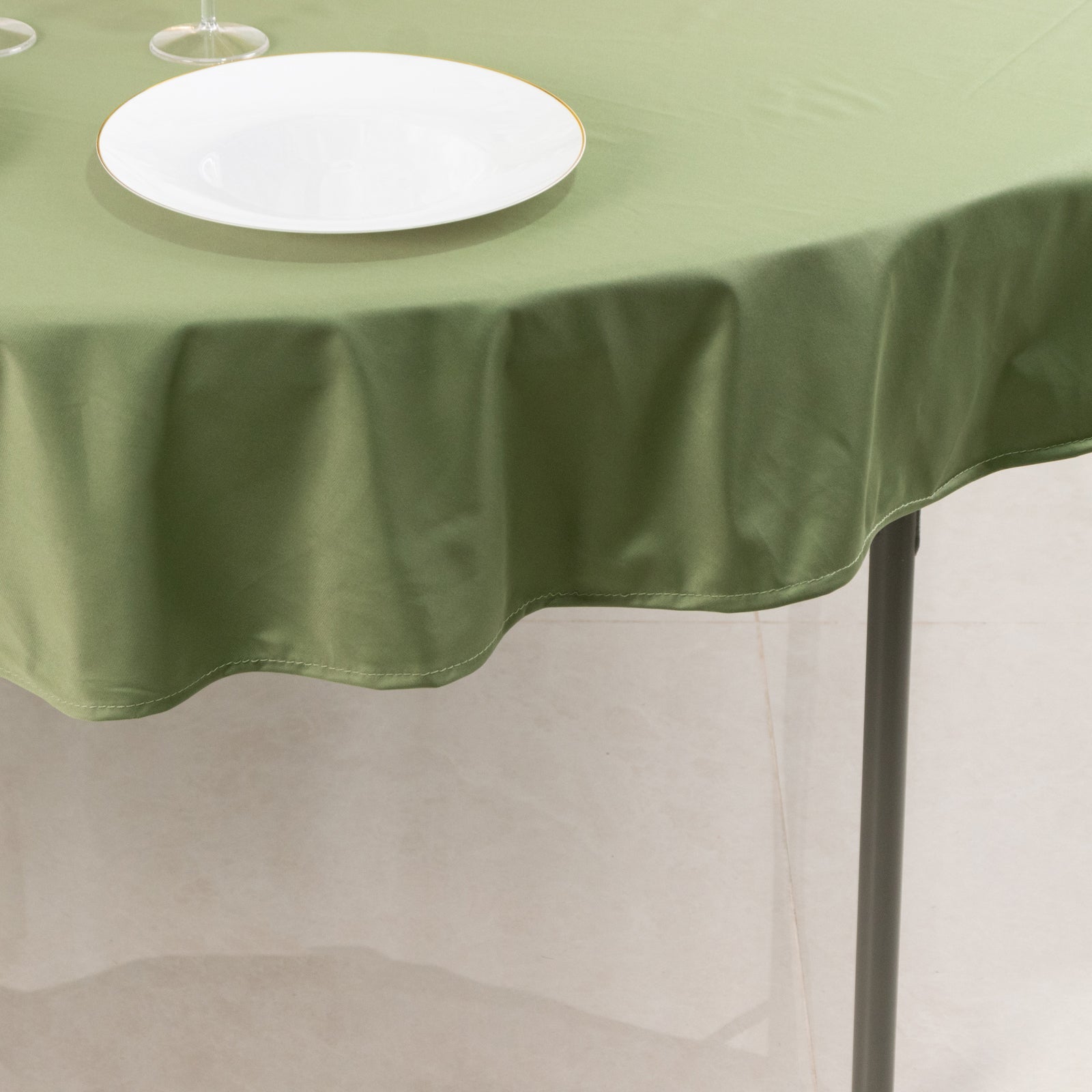 Premium 70' Round Scuba Tablecloth in Dusty Sage Green - Stain & Wrinkle Free
